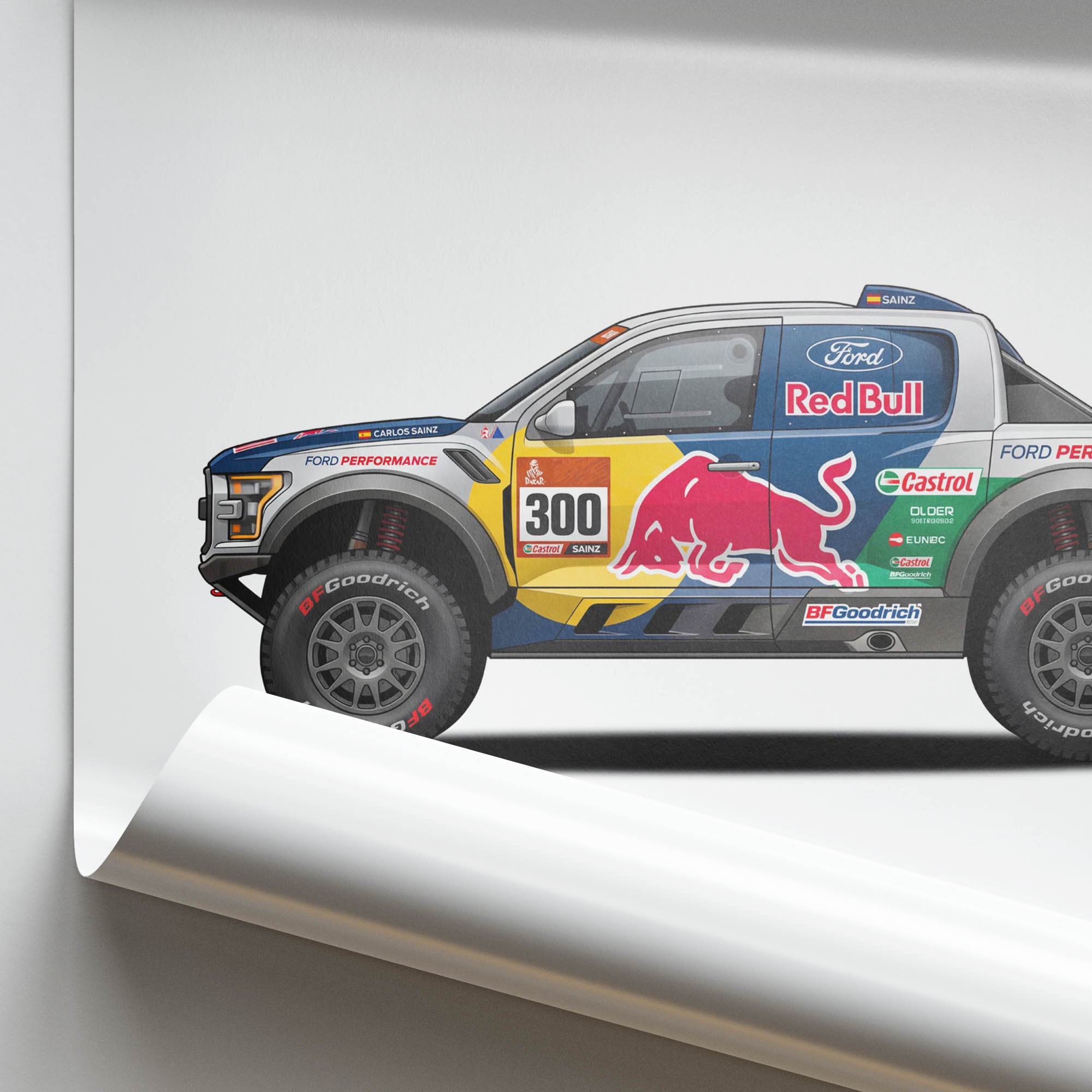 2025 Ford Raptor T1 Carlos Sainz Rally – Car Print (Side)