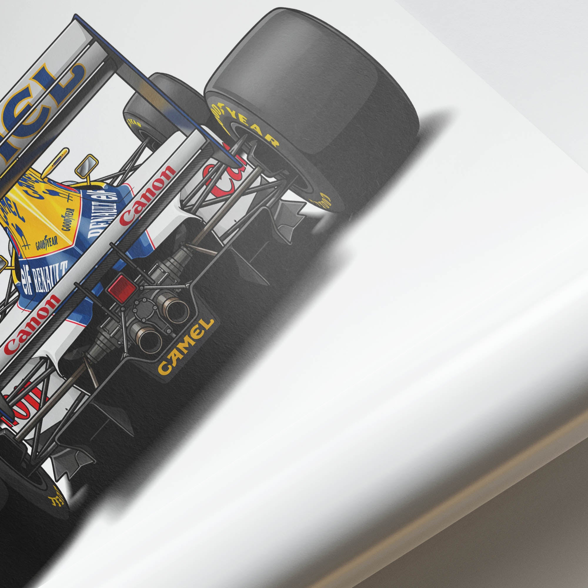 1993 Williams FW15C Alain Prost Canon – Car Print (Back)