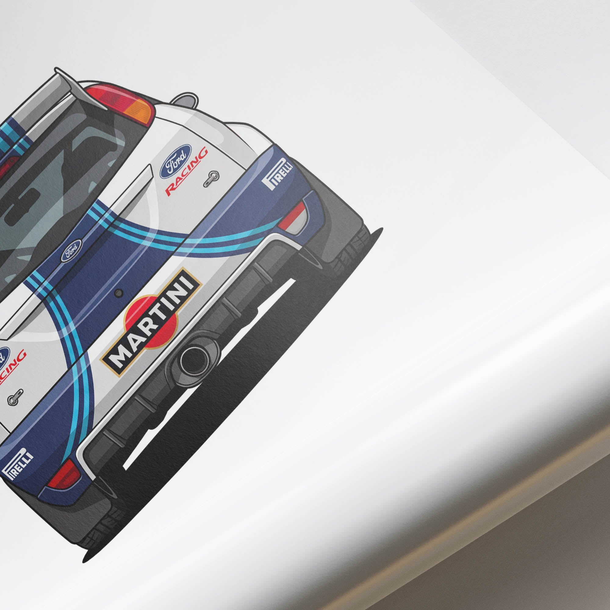 Ford Focus RS Poster - 1999 Martini Racing Blue & White Livery Rally Car Print