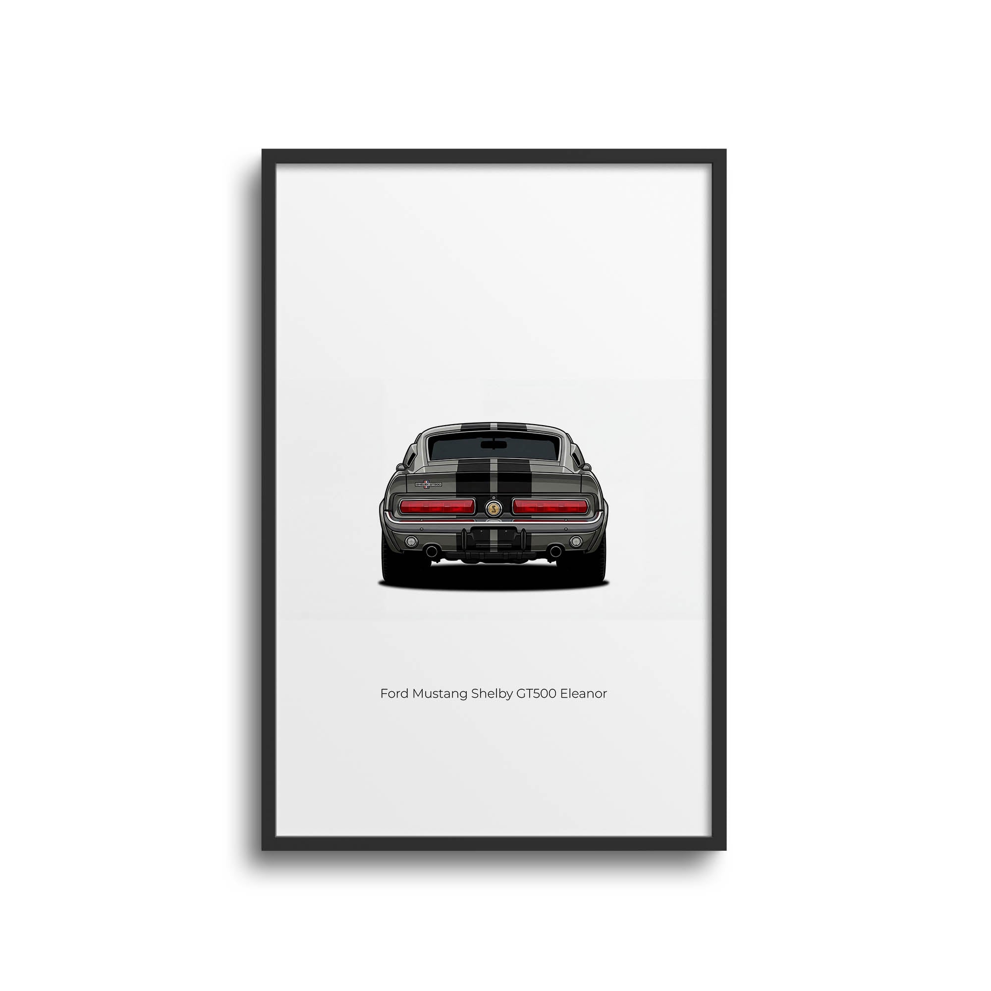 1967 Ford Mustang Shelby Gt500 Eleanor Pepper Grey Metallic With Black Stripes Back View Poster