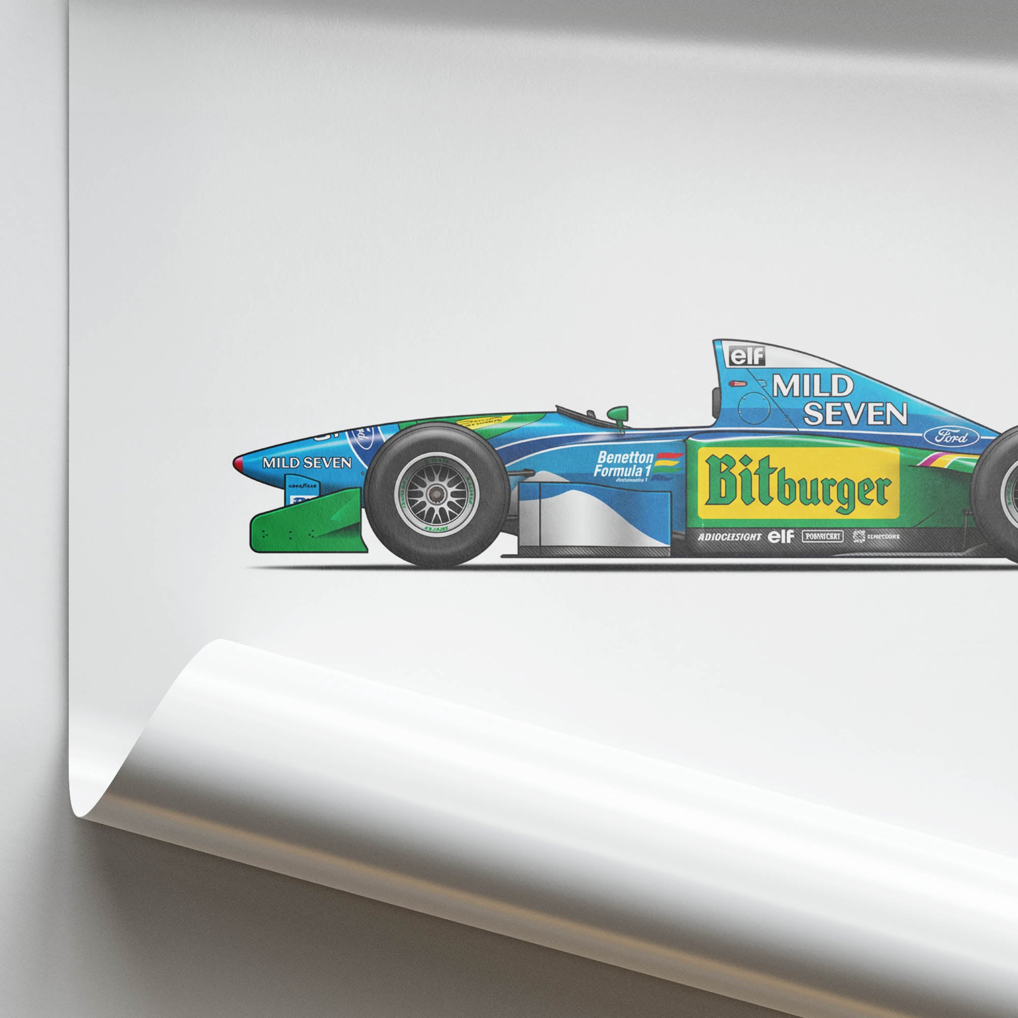 Benetton B194 Poster - 1994 Michael Schumacher Blue Livery F1 Wall Art Print