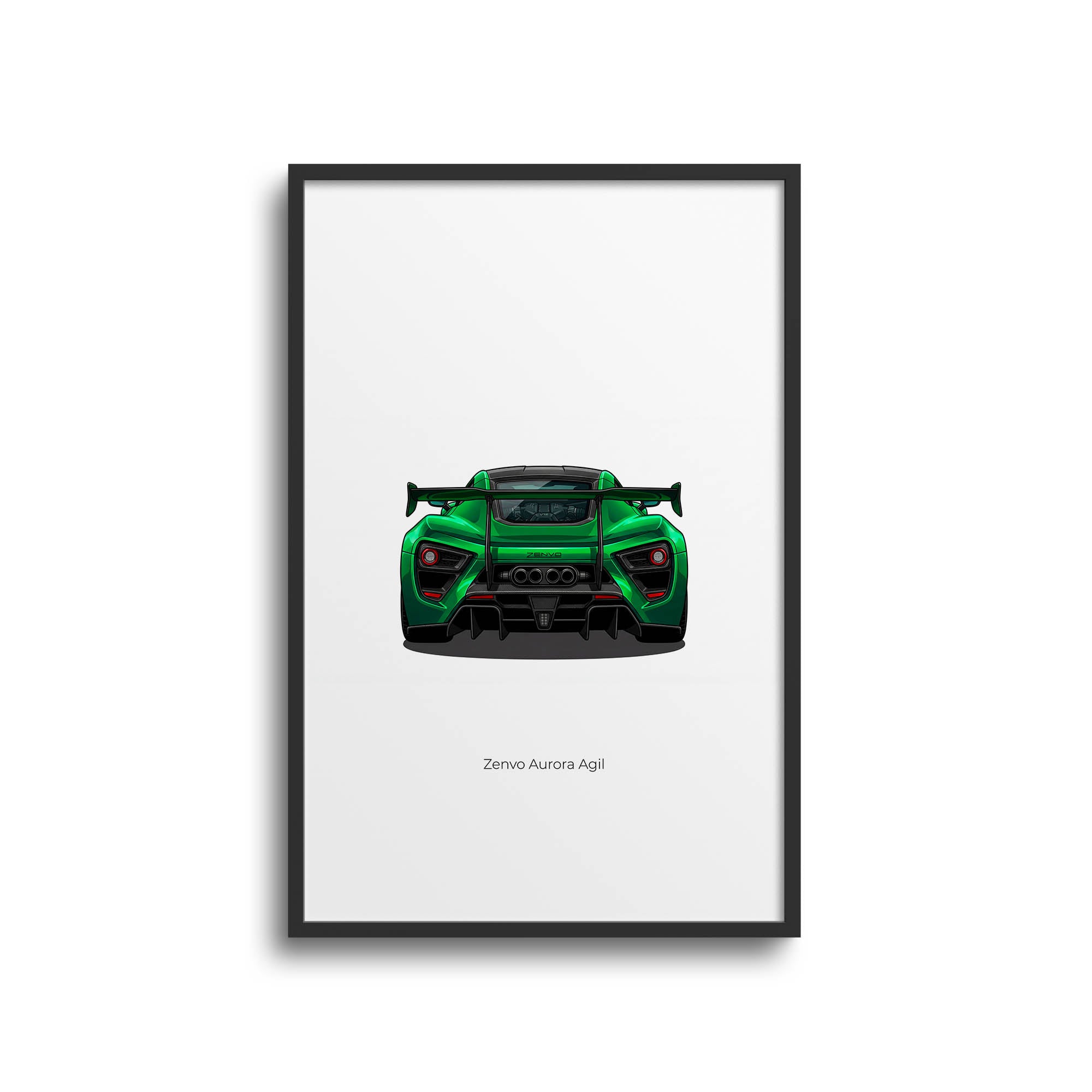 Zenvo Aurora Poster - 2024 Limited Edition Green Back View Car Wall Art