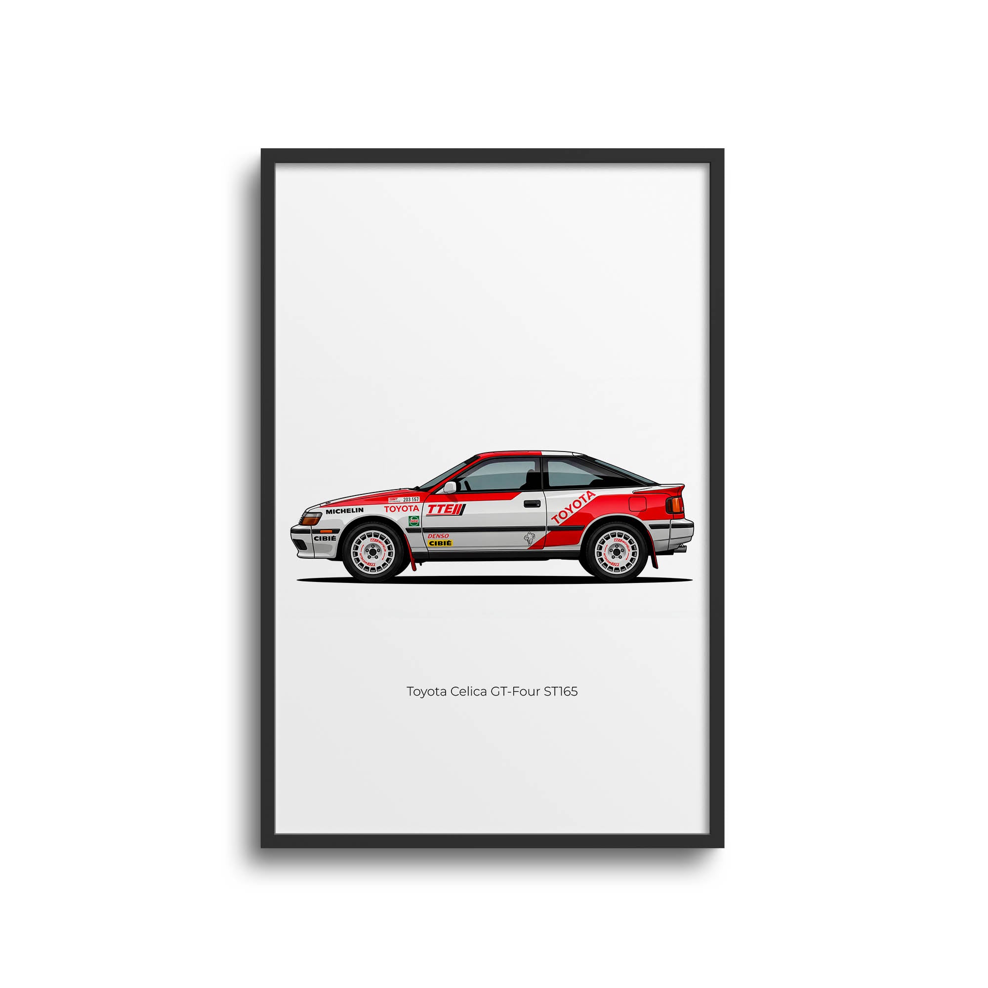 Toyota Celica GT Four 1990 ST165 Rally Car Wall Art - Team Europe White Red Livery