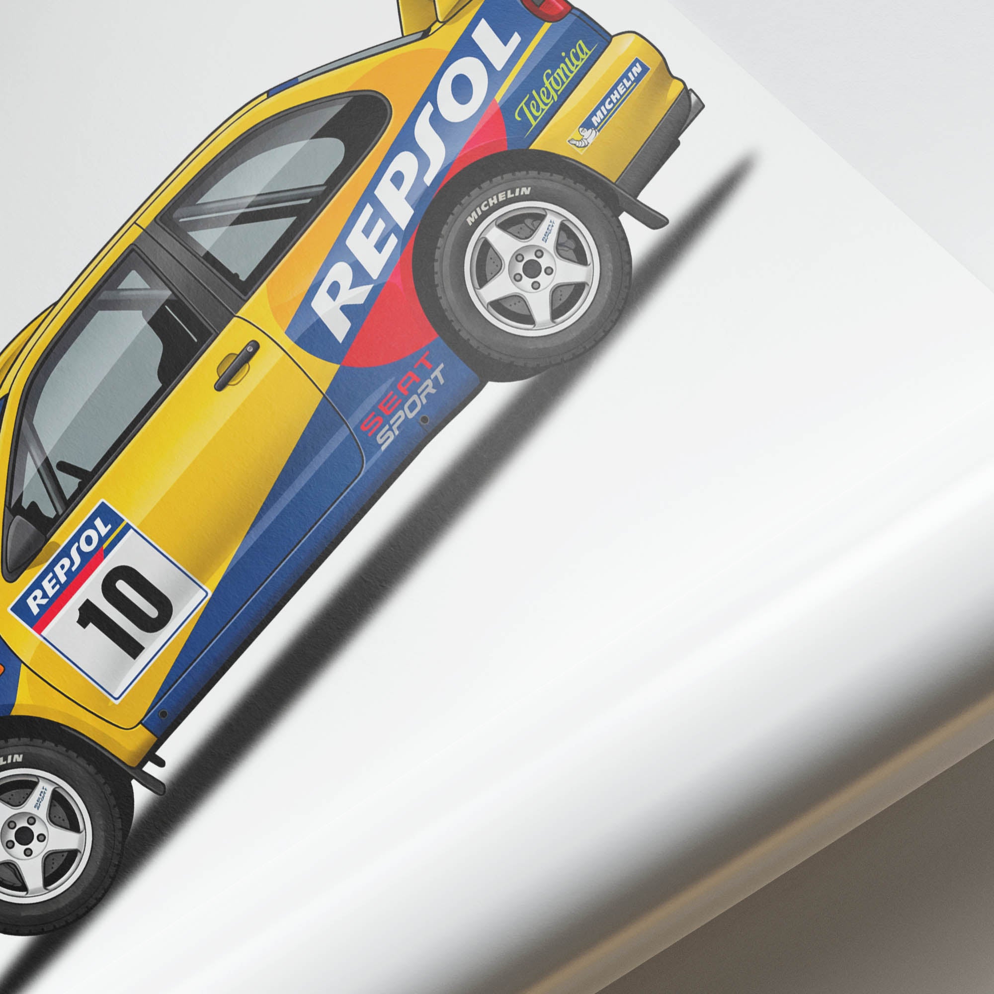 Seat Cordoba Poster – 1999 Repsol Yellow Blue Race Car Art Print