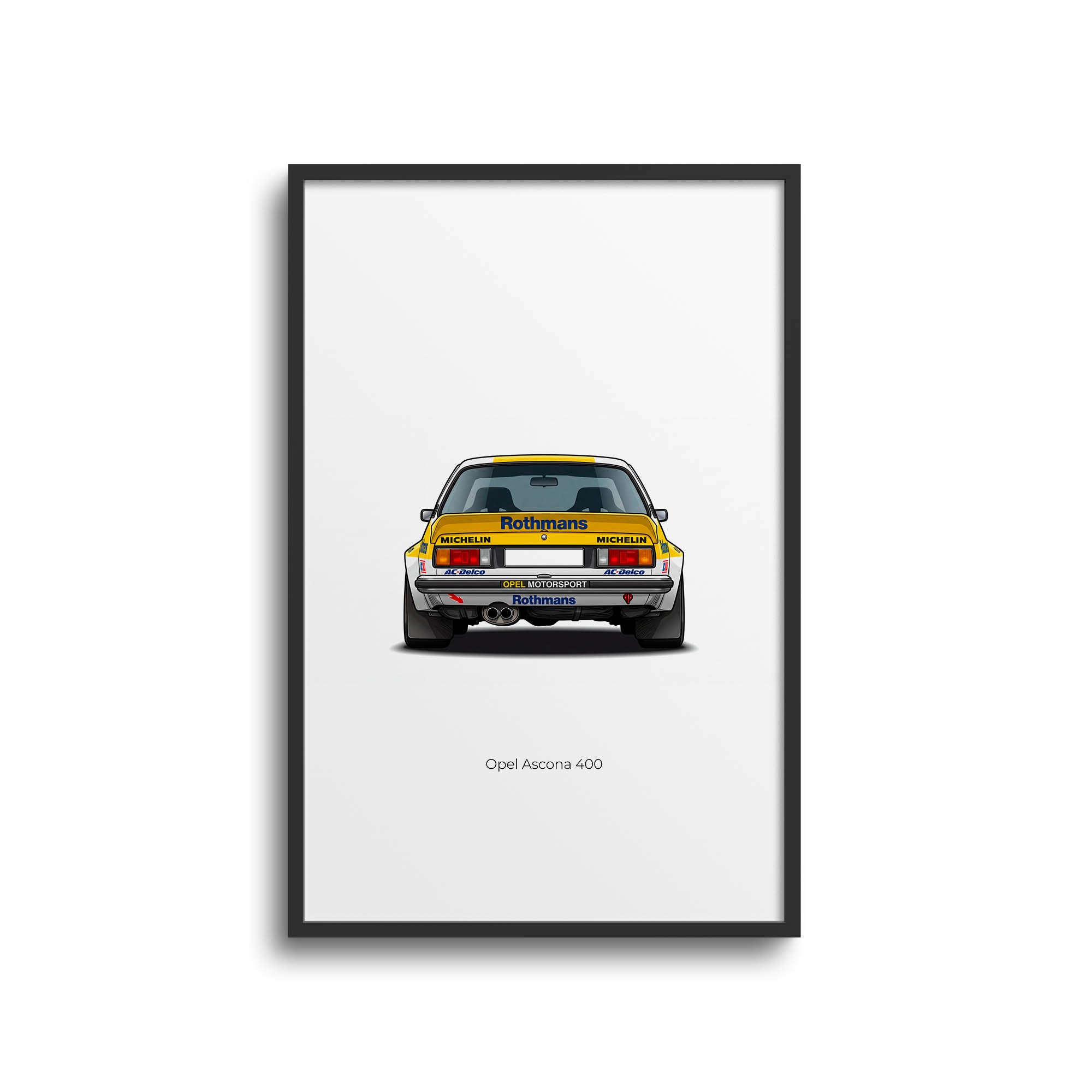 Opel Ascona Poster - Vintage Rally Print With White Yellow Livery Artwork