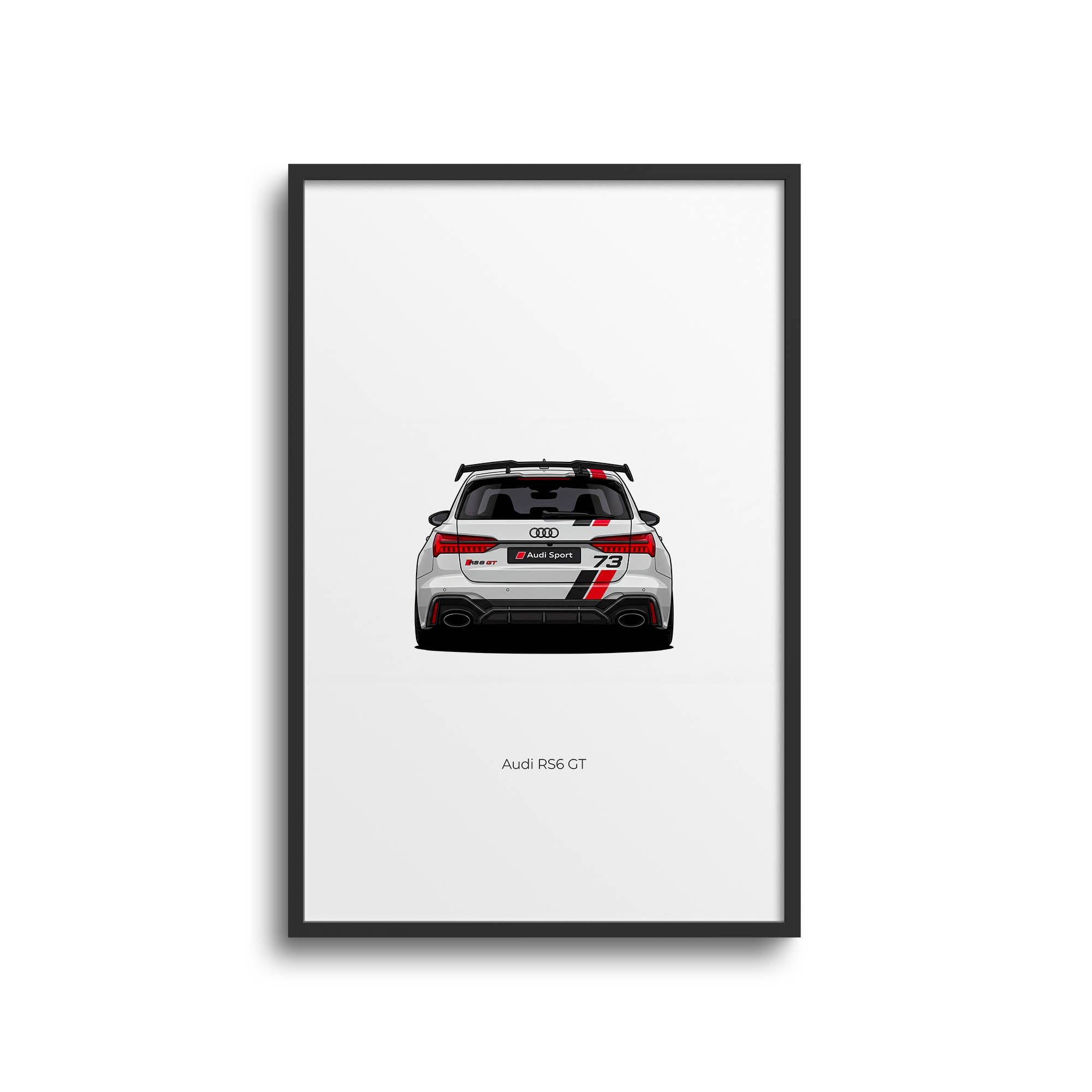 Audi RS6 GT Poster - 2025 Arkona White RS6 With Heritage Decal Design