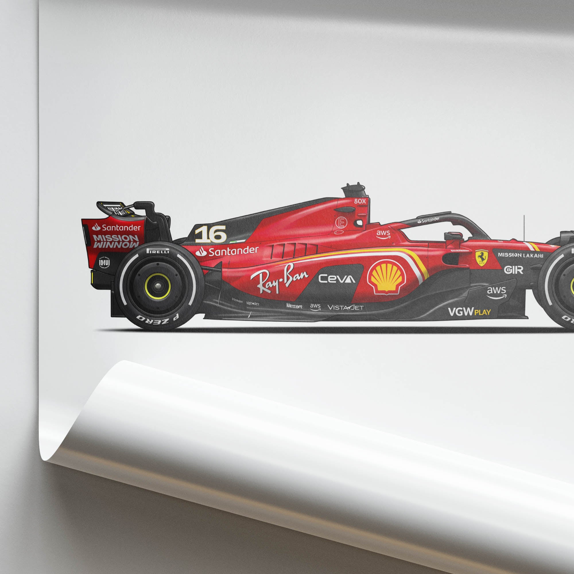 2024 Ferrari SF 24 Charles Leclerc – Car Print (Side)