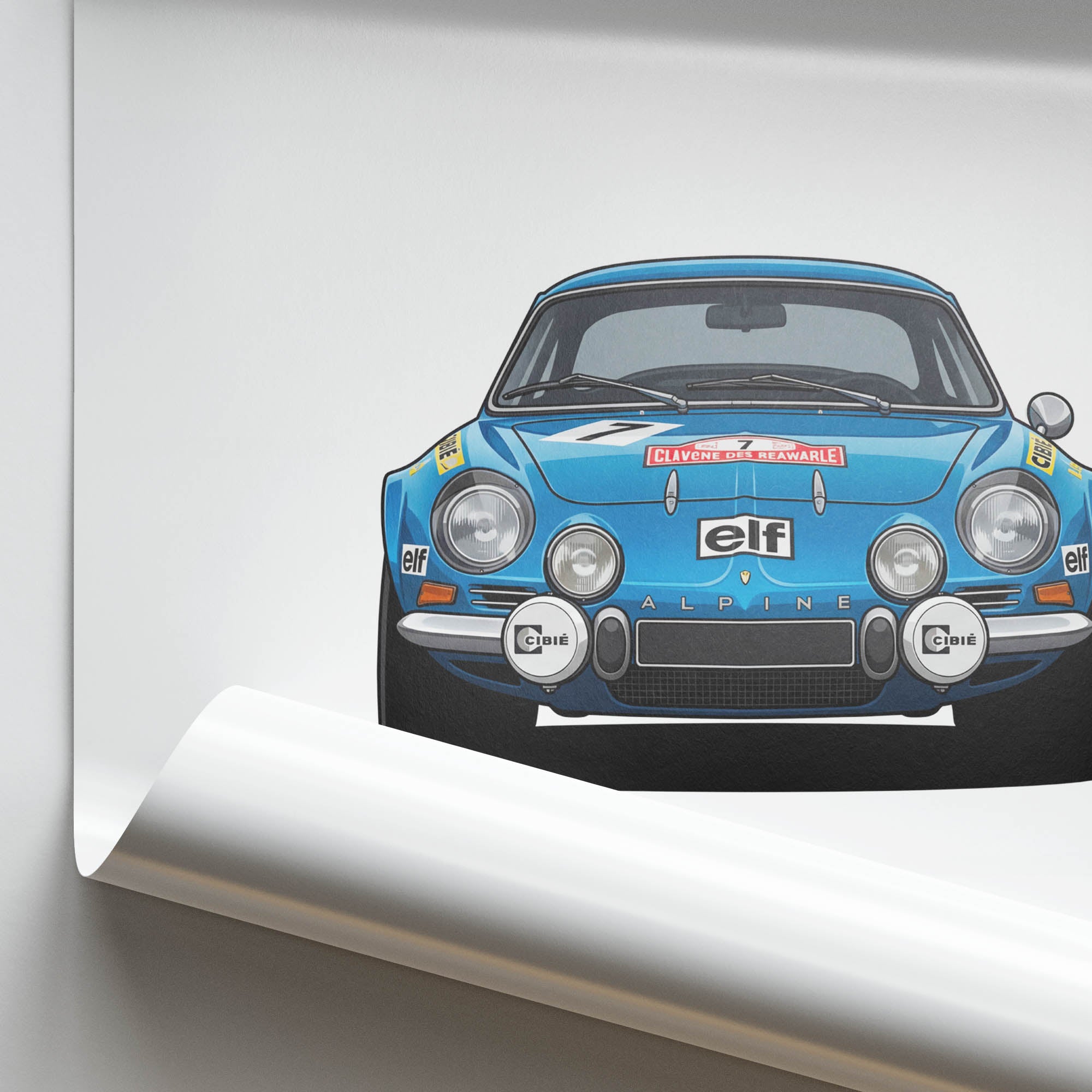 Alpine A110 Poster - 1973 Vintage Rally Print With Blue Livery Artwork