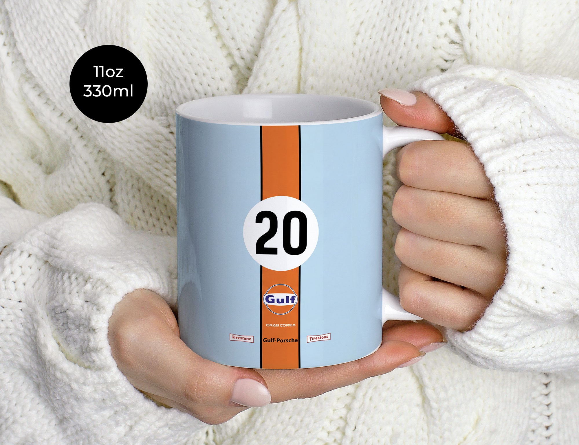 Gulf 24h LM Mug – Vintage Racing Ceramic Coffee Cup by Gran Corsa