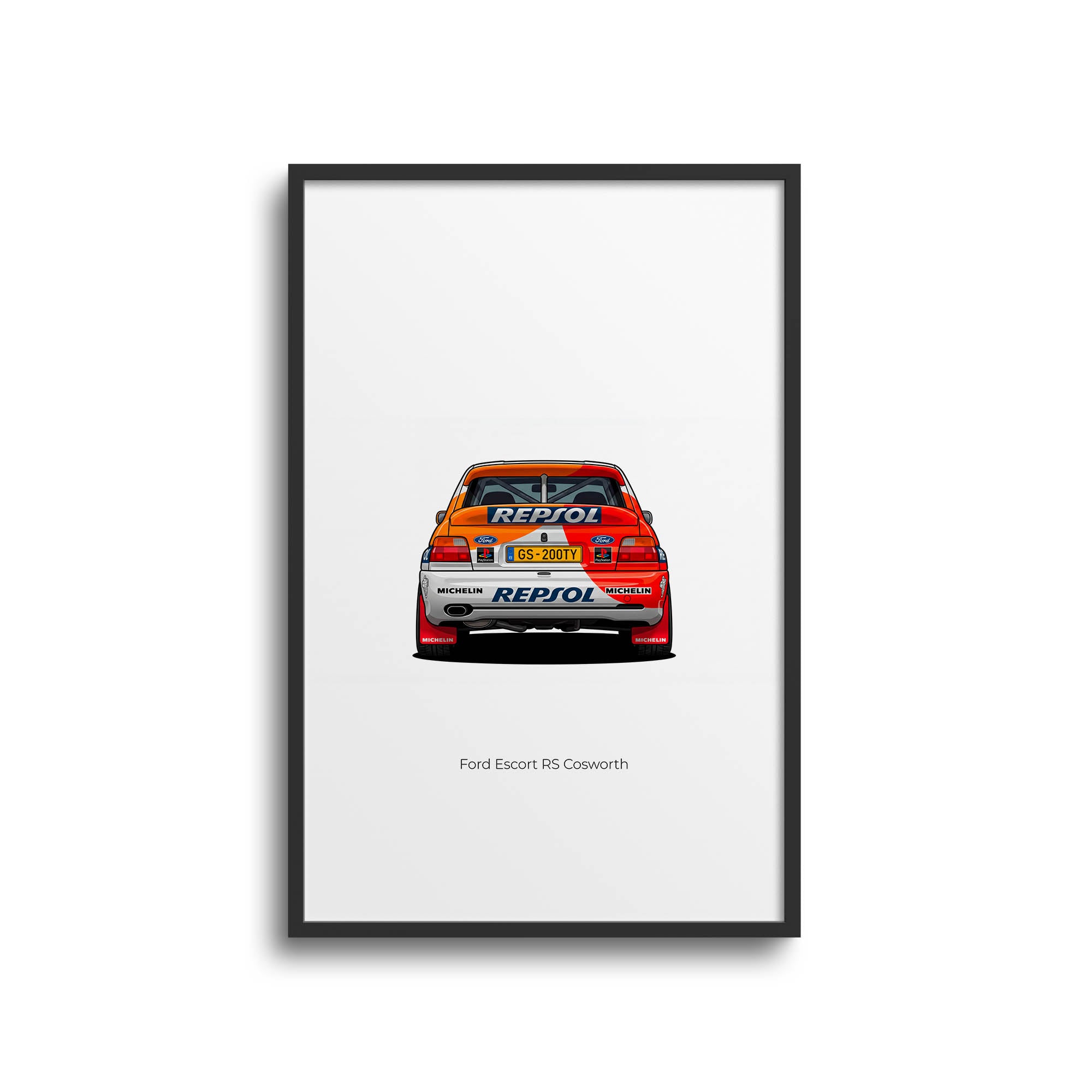 Ford Escort Poster - 1996 Rally Car Print With Repsol Livery Artwork