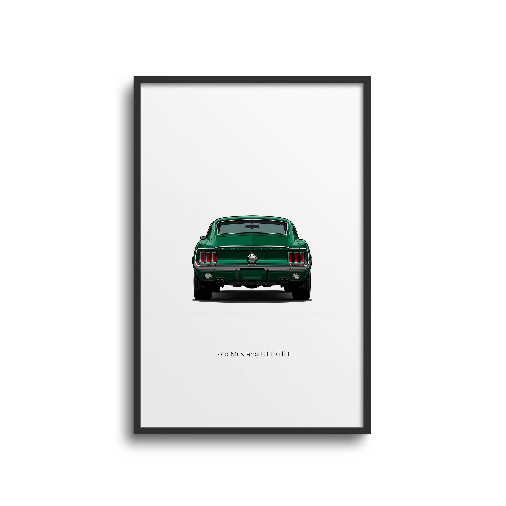 1968 Ford Mustang Gt Bullitt Highland Green Back View Poster