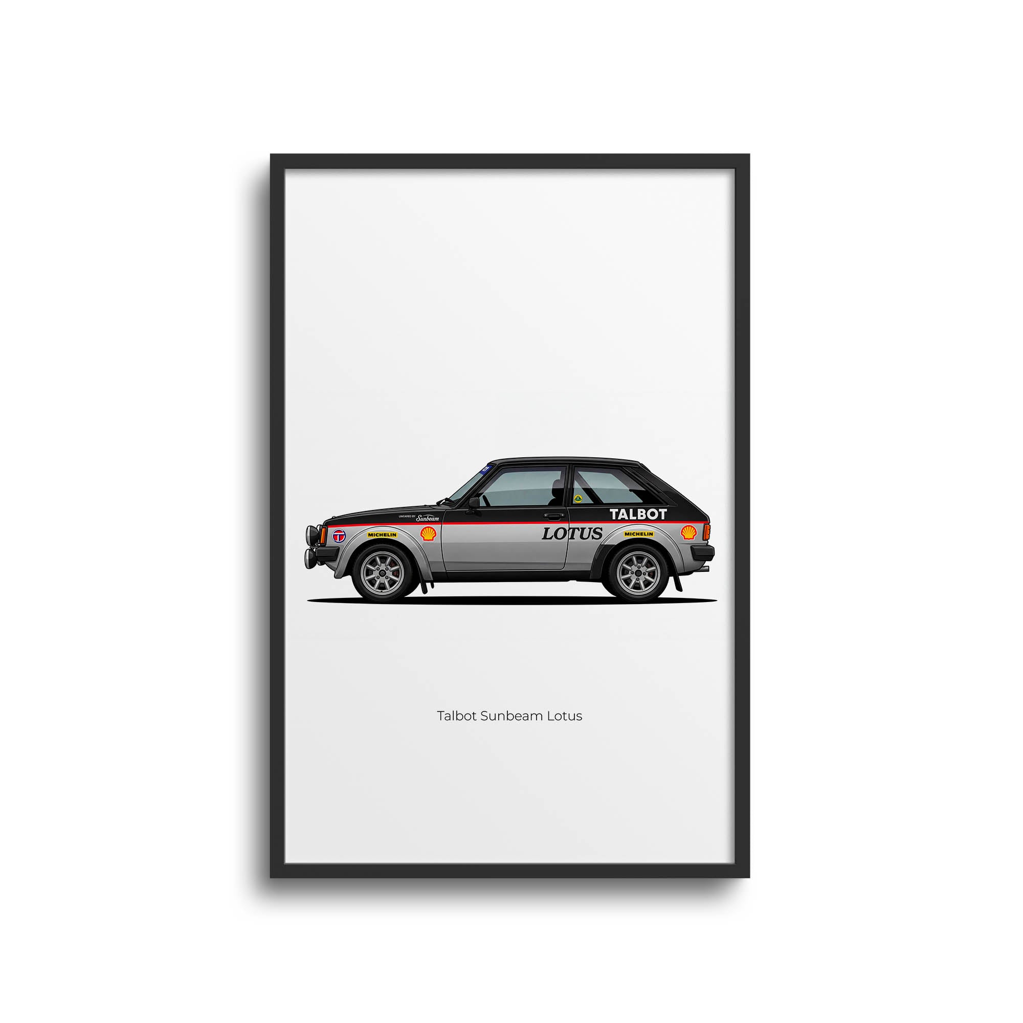 Talbot Sunbeam Poster – 1981 Vintage Rally Car Art | Black Silver Livery Print