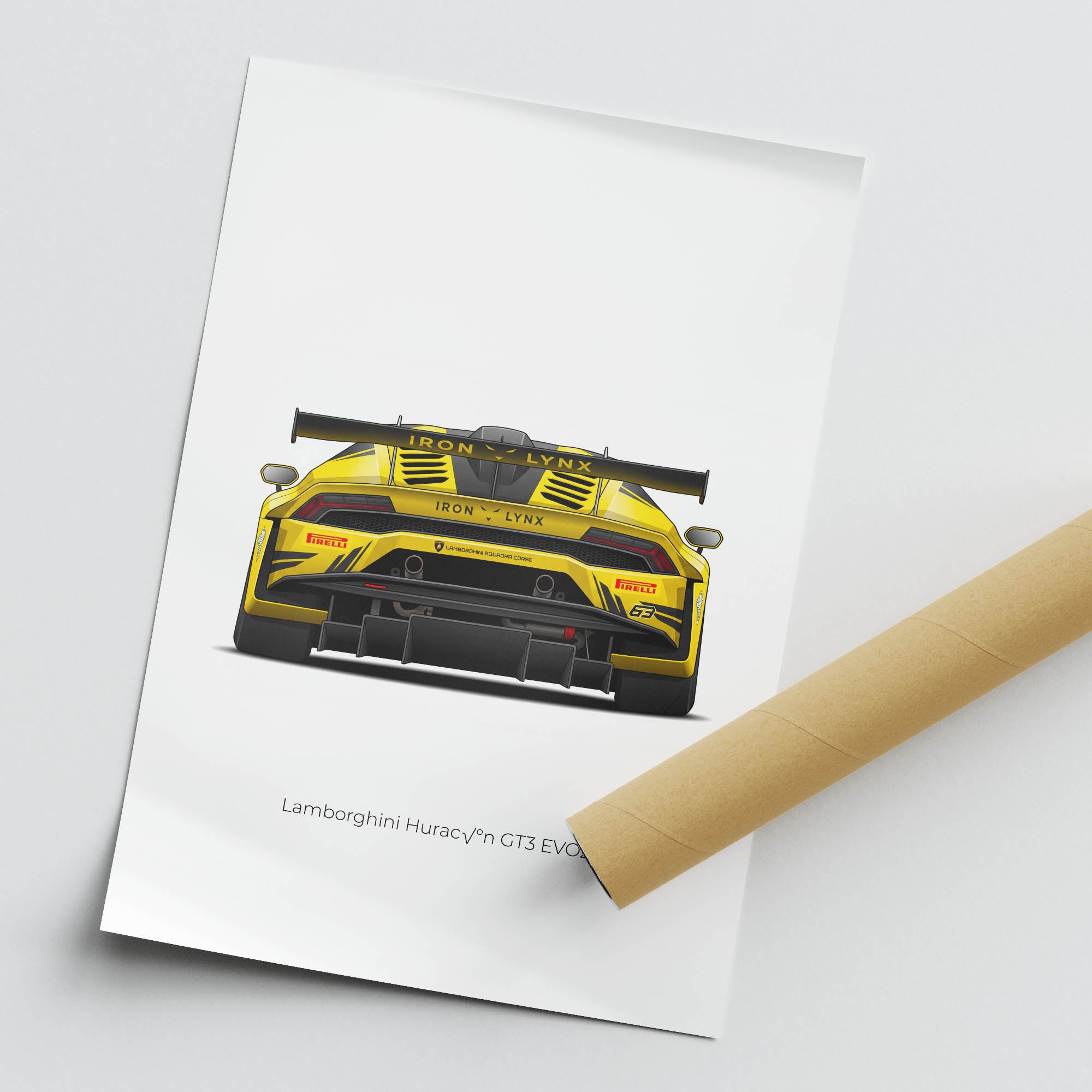 2023 Lamborghini Hurac N GT3 EVO2 Iron – Car Print (Back)