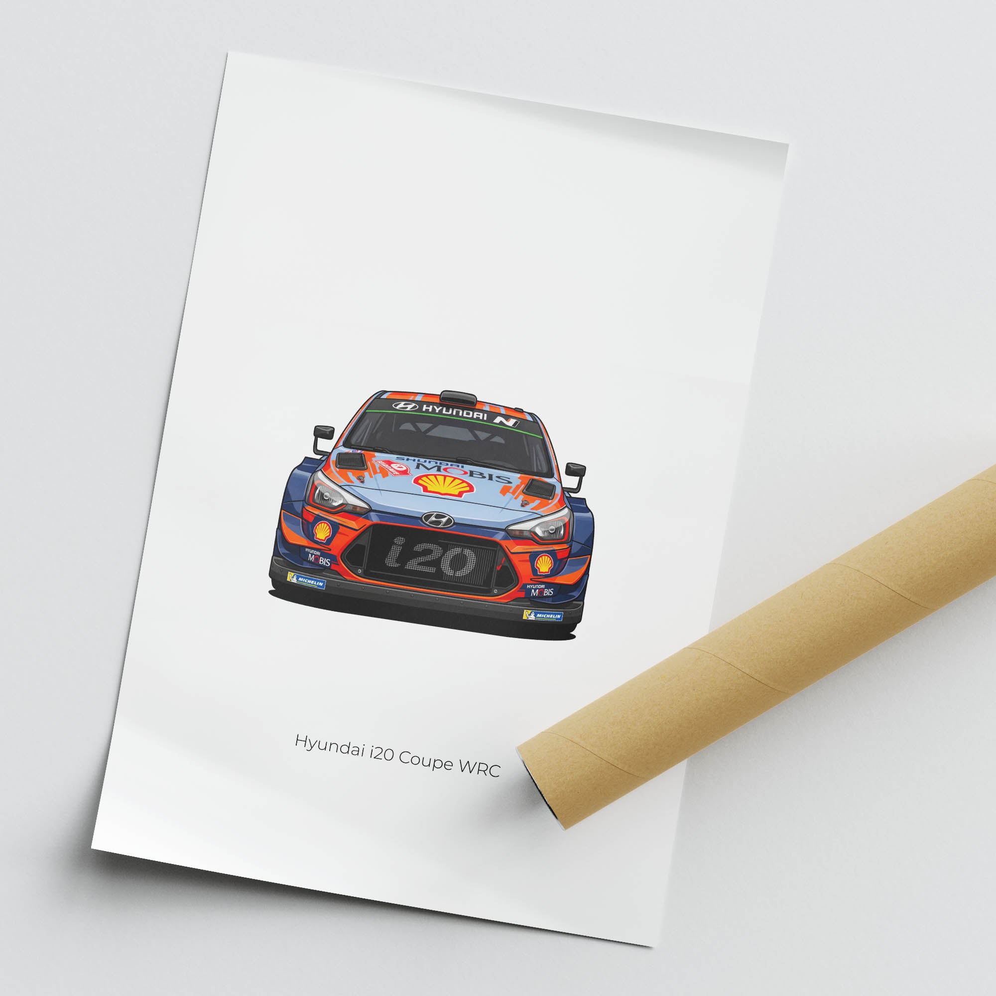 Hyundai I20 Coupe Poster – 2019 Shell Mobis Blue & Orange Livery Print