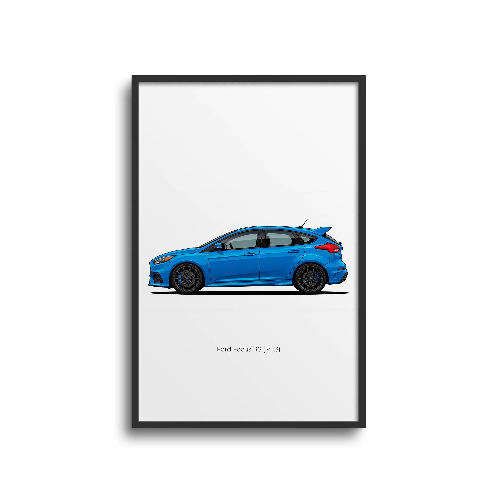 Ford Focus RS Poster – 2016 Mk3 Nitrous Blue Car Side View Print