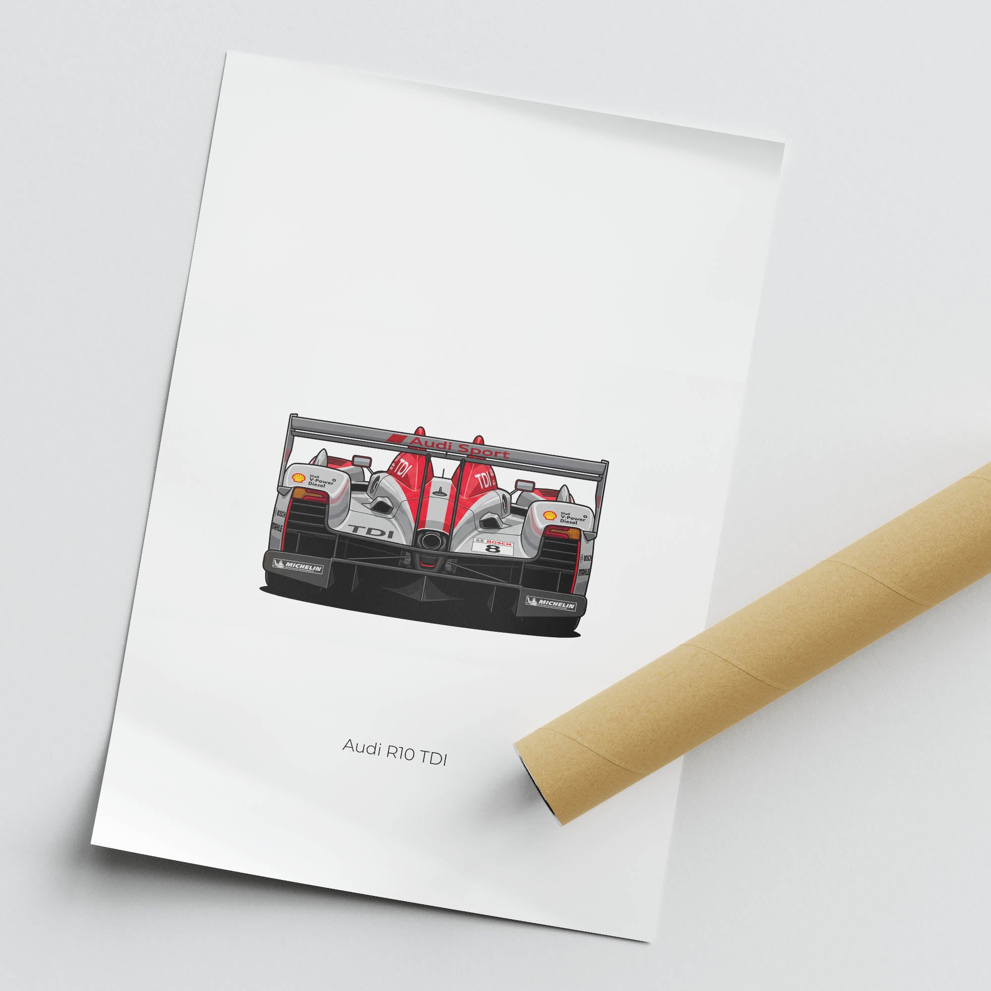 Audi R10 Tdi Poster – 2006 Audi Sport Silver Red Livery Race Car Print
