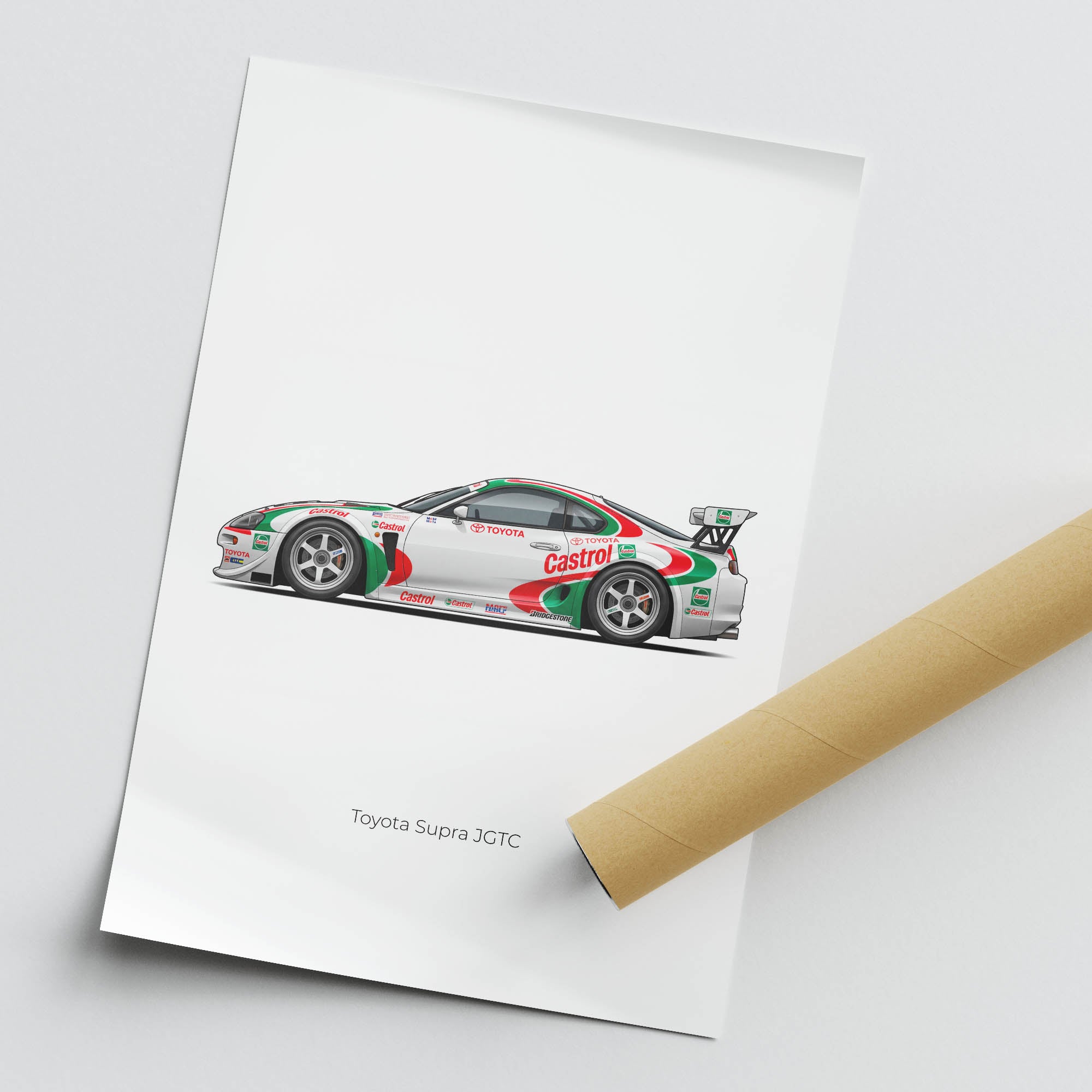 Toyota Supra Poster - 1997 JGTC Castrol Racing Car Side View Print