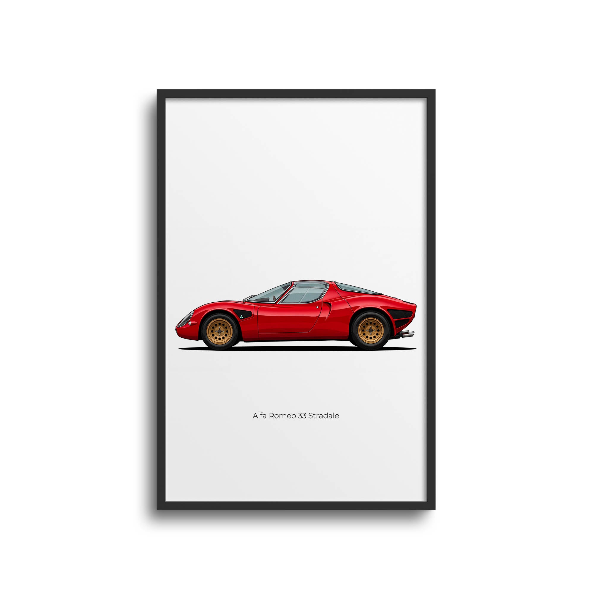 1967 Alfa Romeo 33 Stradale Rosso Corsa Red Side View Poster