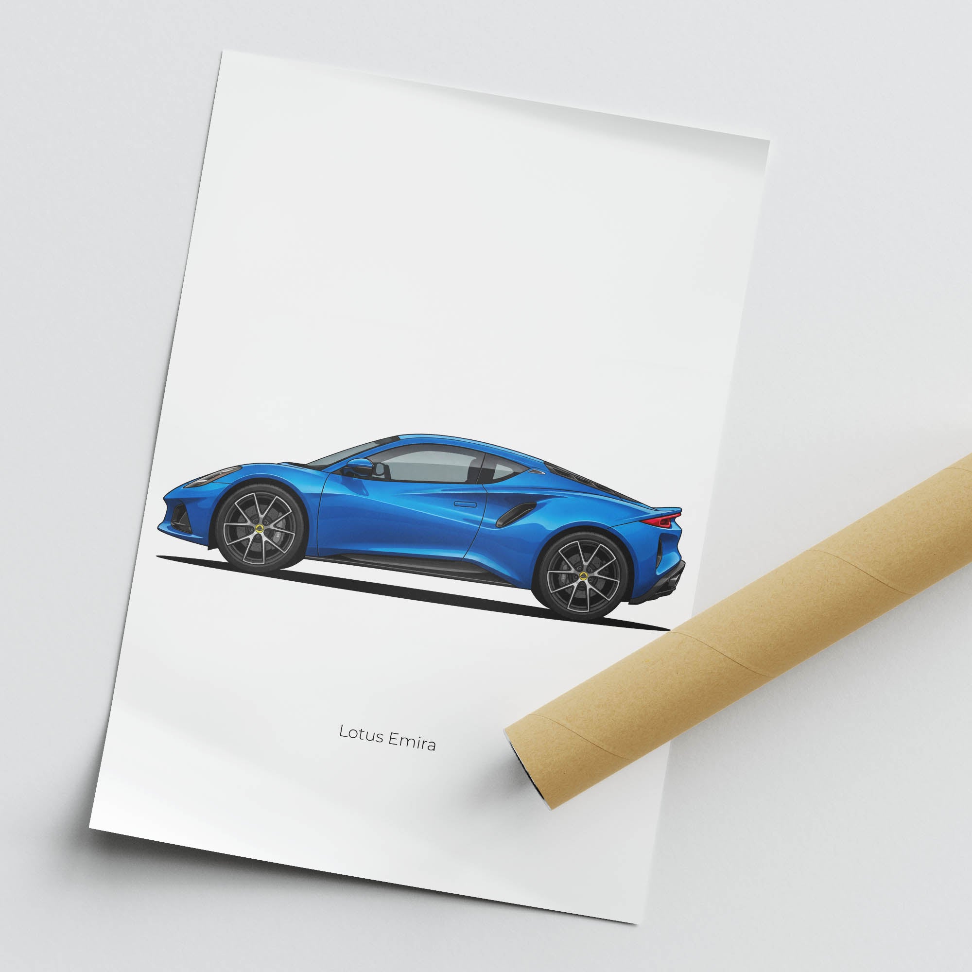 Lotus Emira Poster - 2022 Seneca Blue Side View Car Art Print