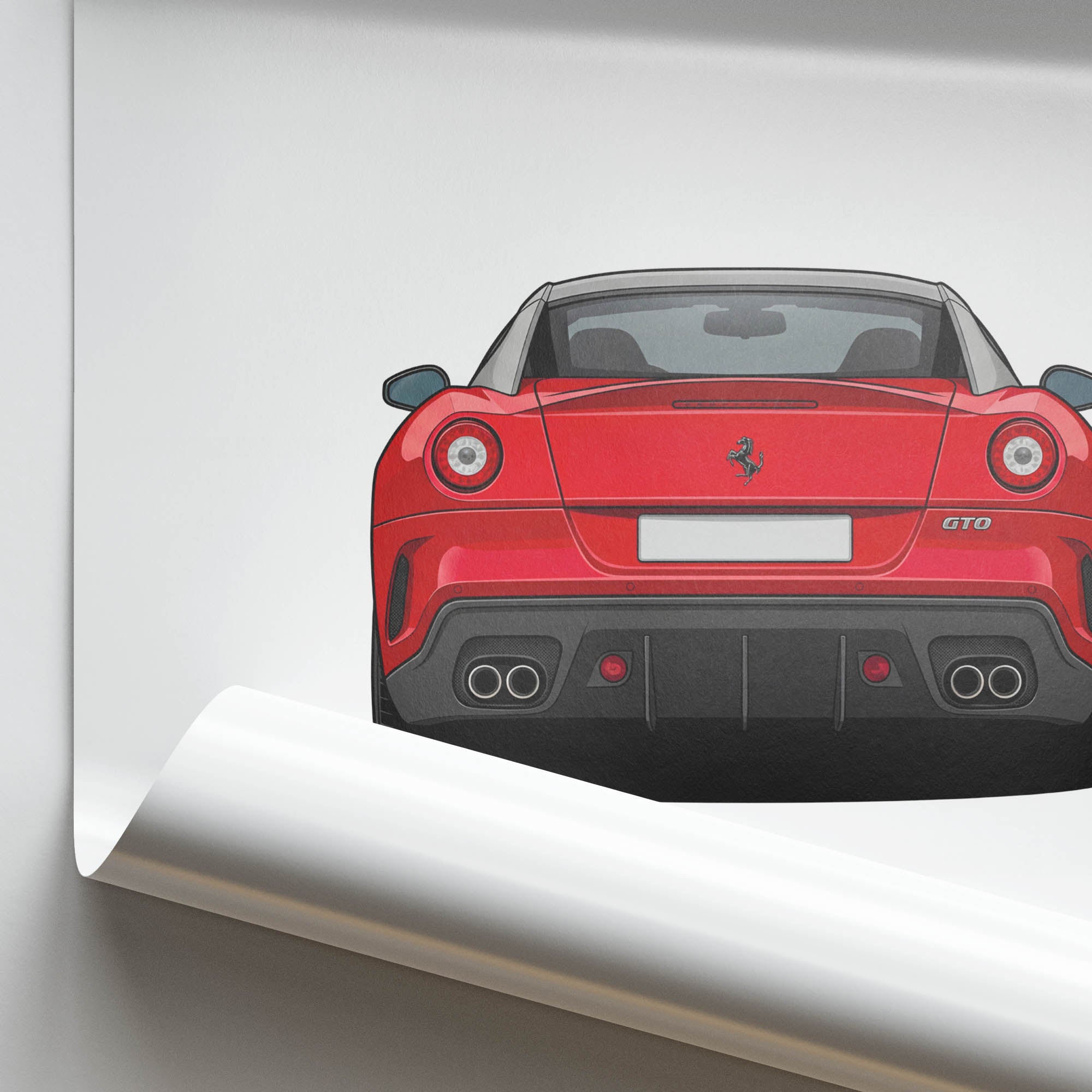Ferrari 599 Gto Poster - Rosso Corsa Red With Grigio Silverstone Roof Print