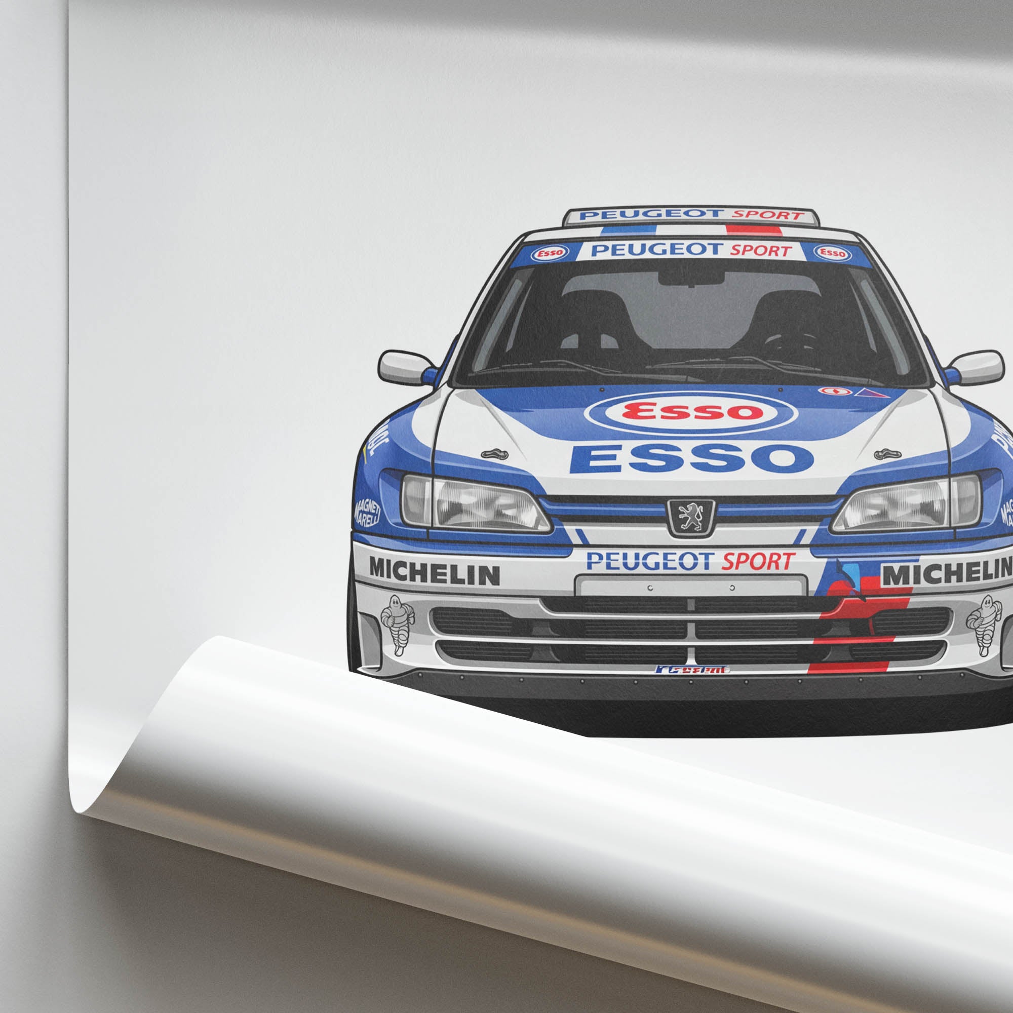 Peugeot 306 Maxi Poster – 1996 Rally Car Wall Art With White Blue Livery
