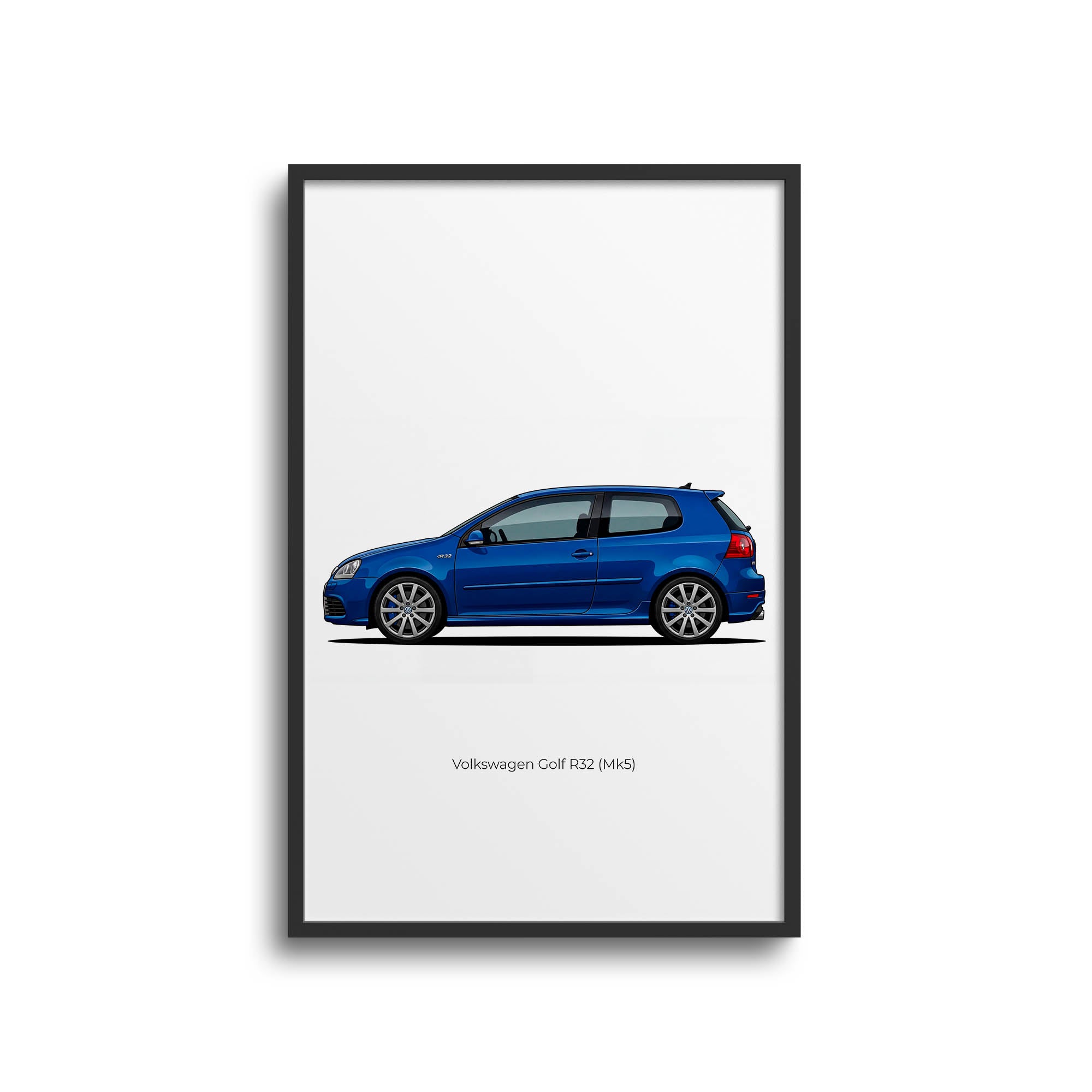 Volkswagen Golf R32 2005 Mk5 Deep Blue Pearl Car Wall Art - Side View Print