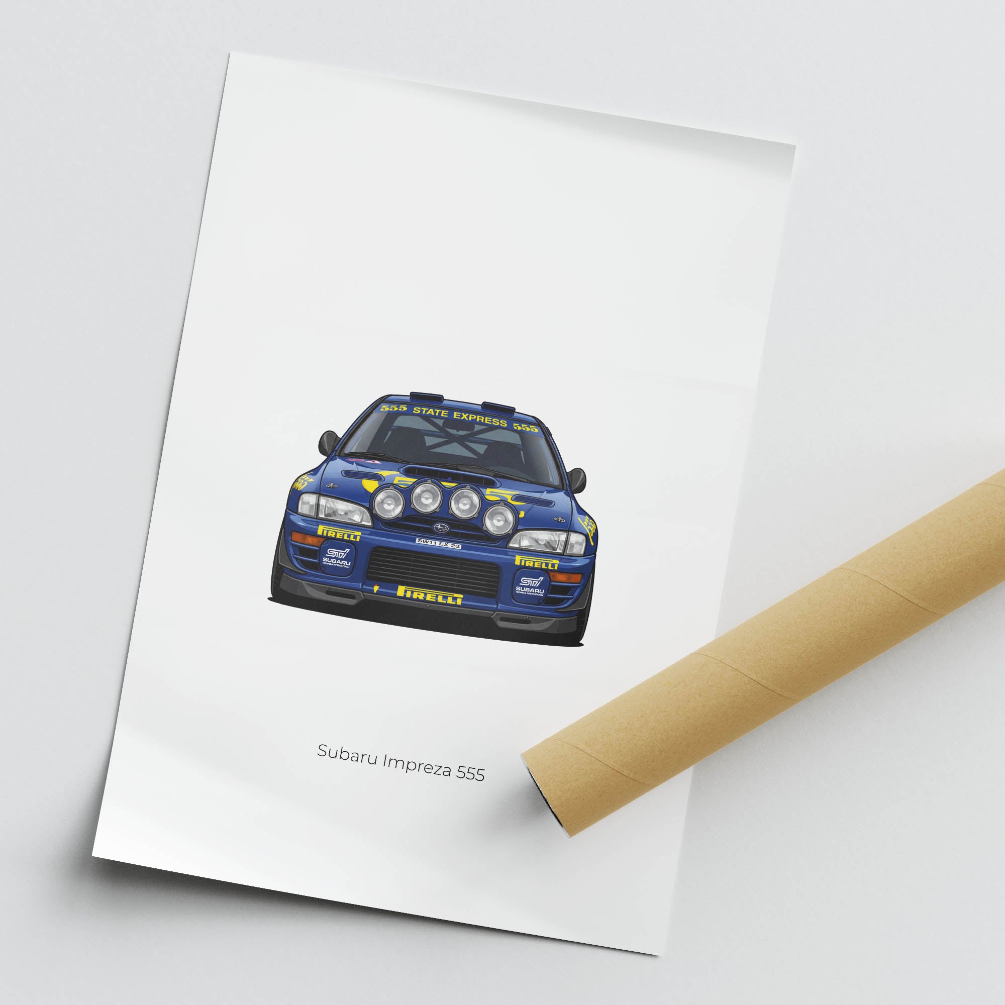 Subaru Impreza Poster - 1995 Rally Car Print | Blue Yellow Livery Motorsport Artwork