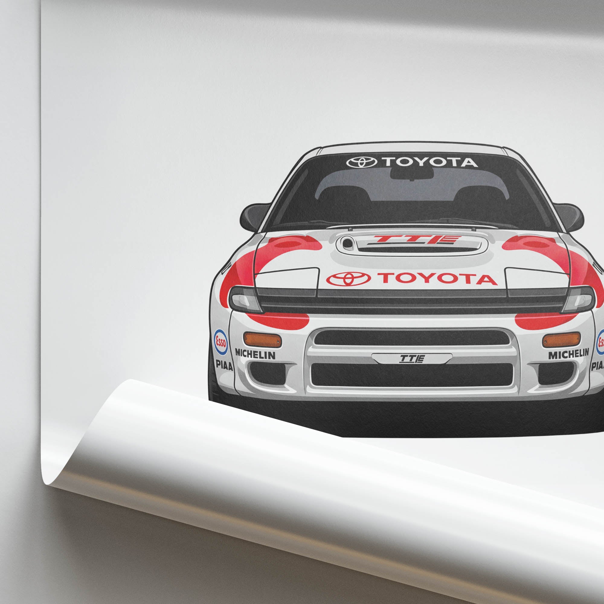 Toyota Celica GT Four 1990 Rally Car Poster – ST165 White Red Livery Print