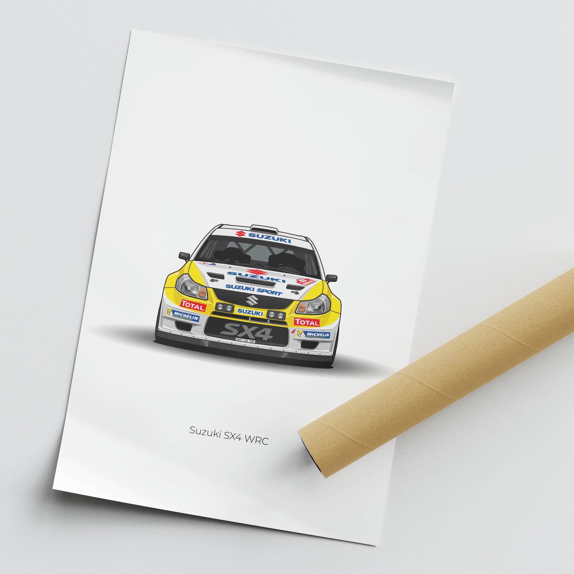 Suzuki Sx4 Poster – 2008 Suzuki Sport Print With White Yellow Livery Art