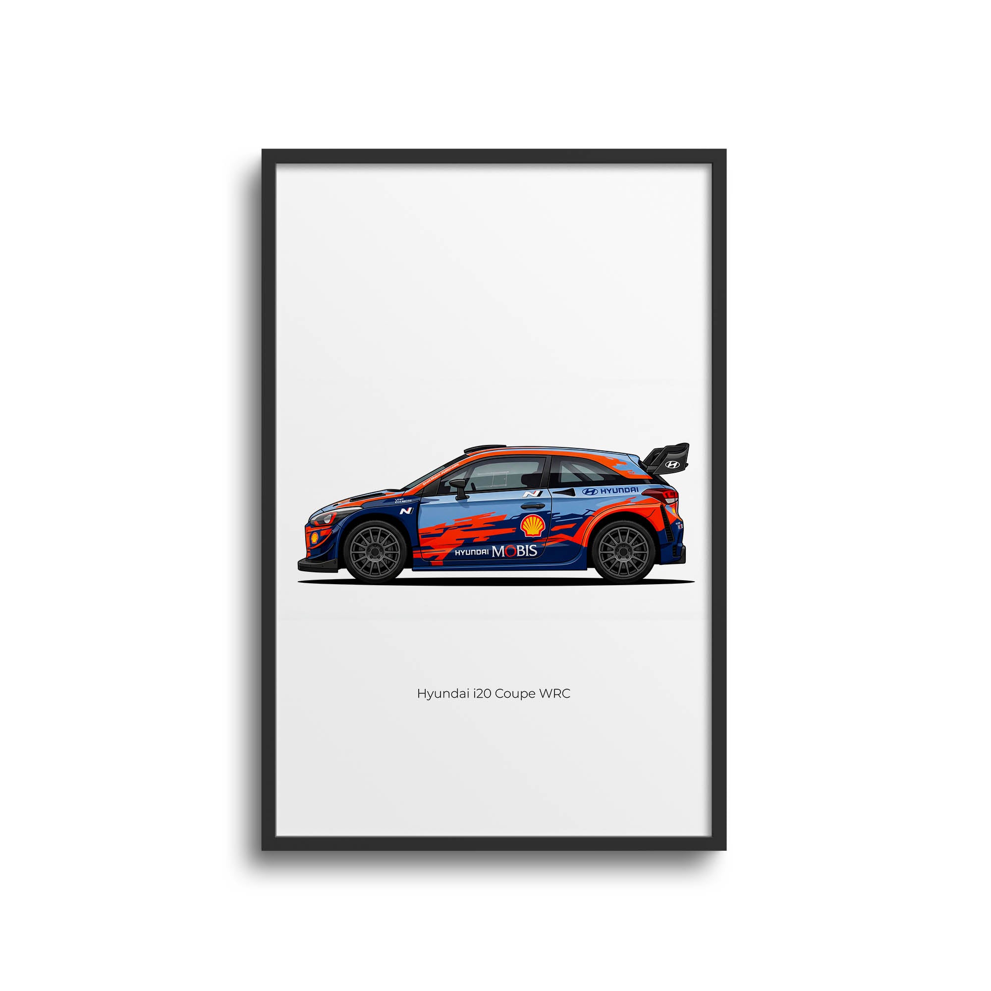 Hyundai I20 Coupe Poster - 2019 WRC Rally Car Print With Blue Orange Livery