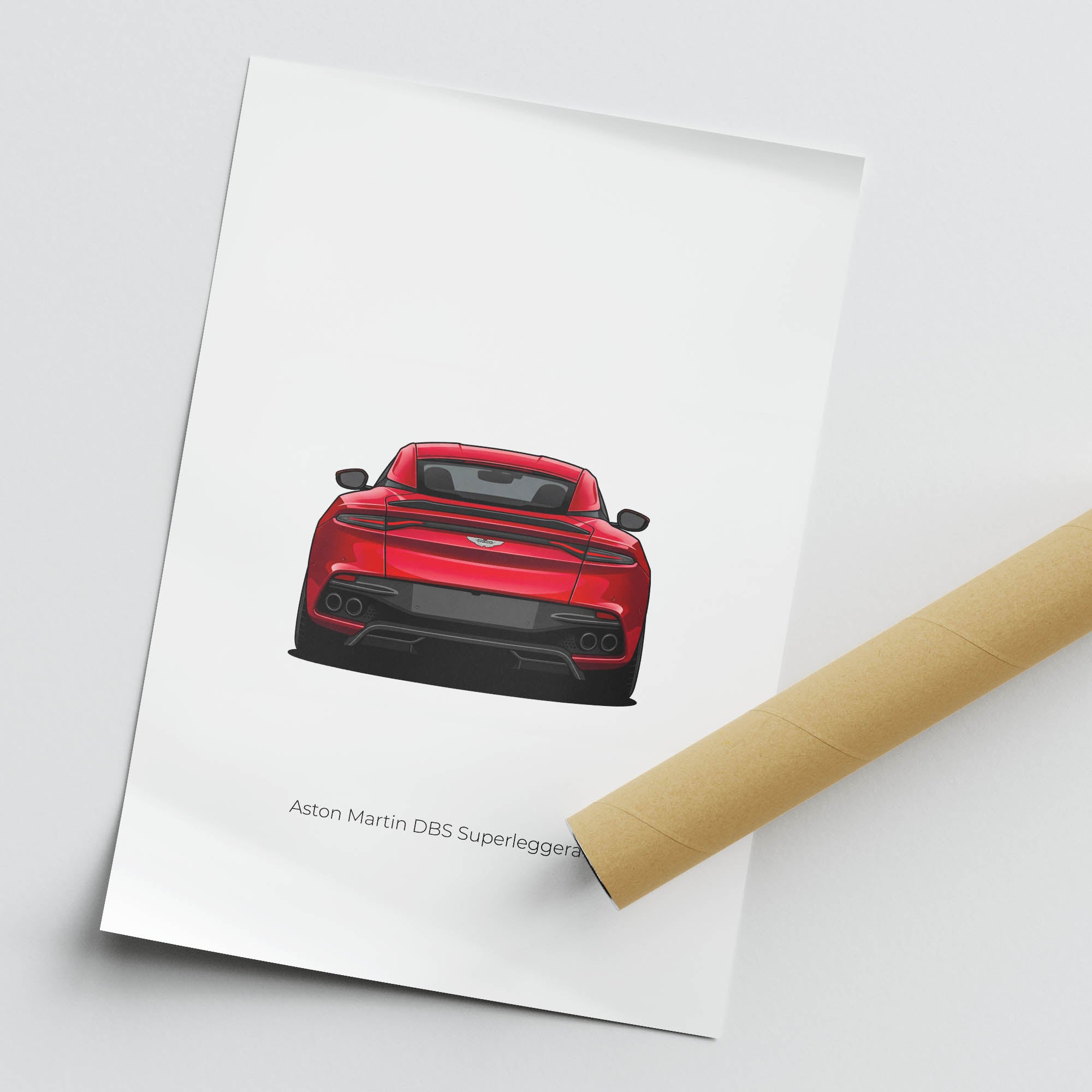 Aston Martin DBS Superleggera - 2019 Hyper Red Sports Car Wall Art Poster