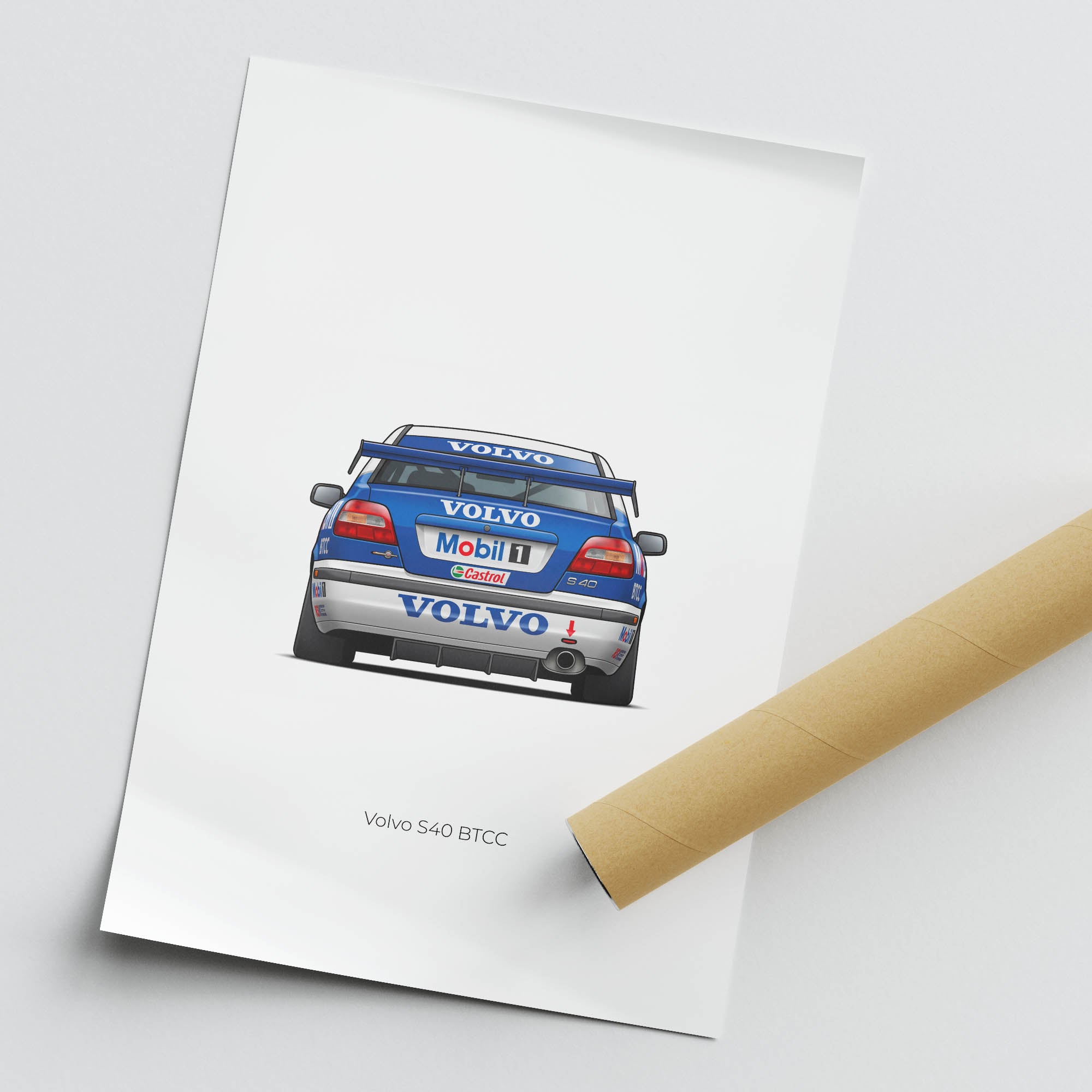 Volvo S40 BTCC Poster - 1998 Rickard Rydell Blue White Livery Racing Car Print