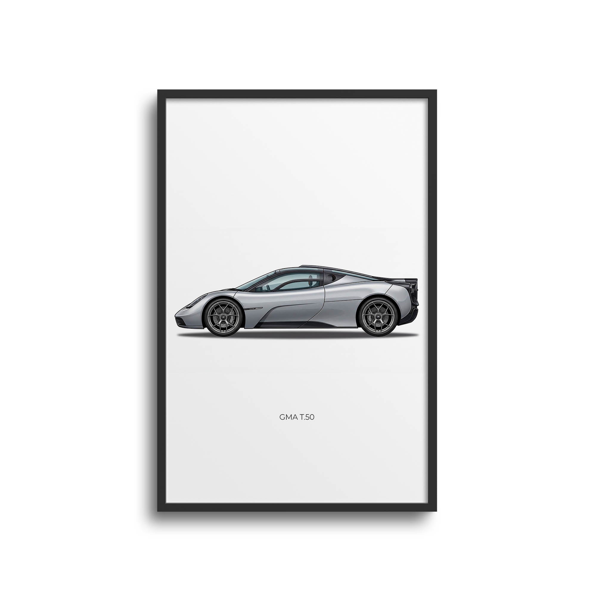 GMA T50 Poster – 2023 Silver Side View Car Art Print | Limited Edition