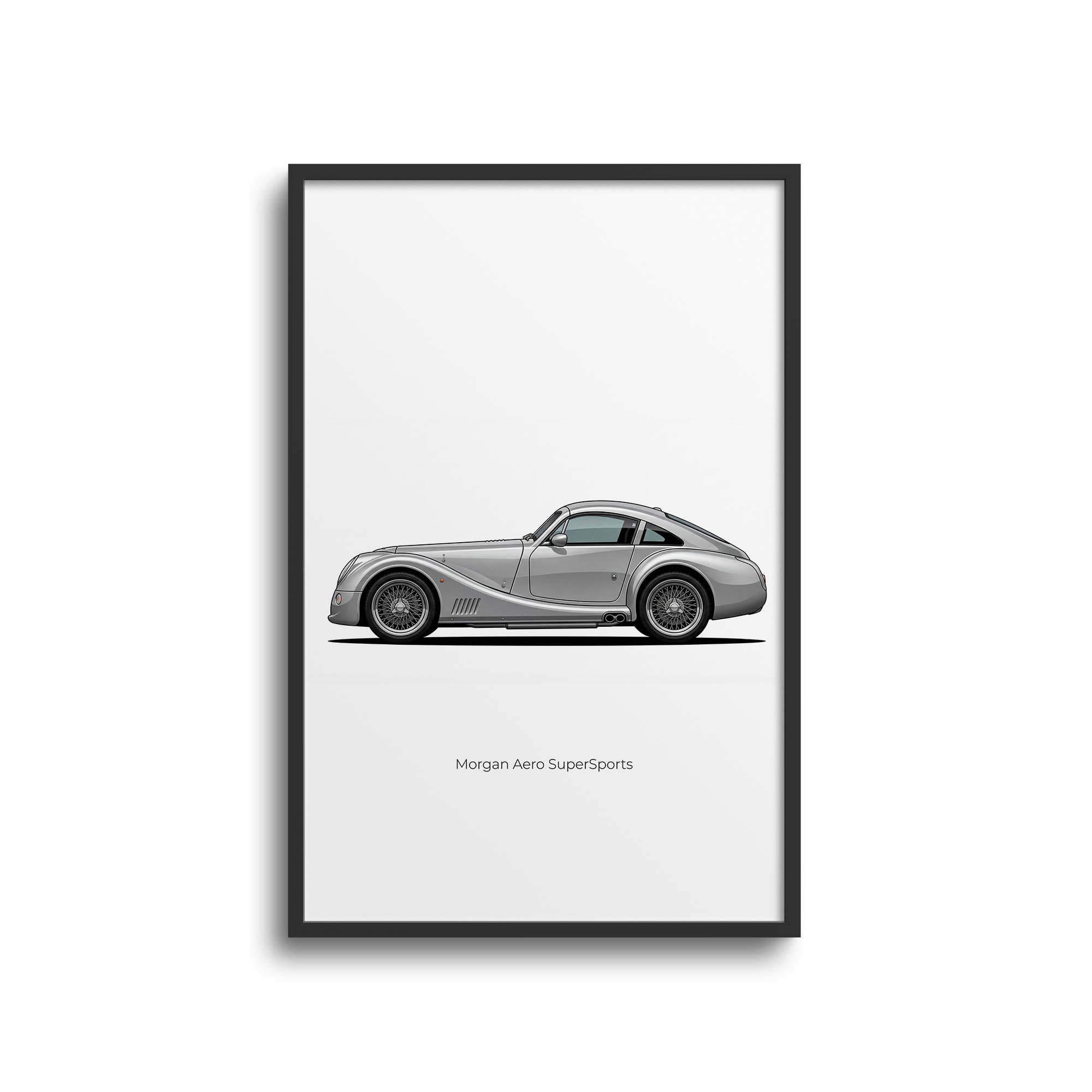 Morgan Aero Supersports Poster – 2010 Silver Side View Classic Car Print