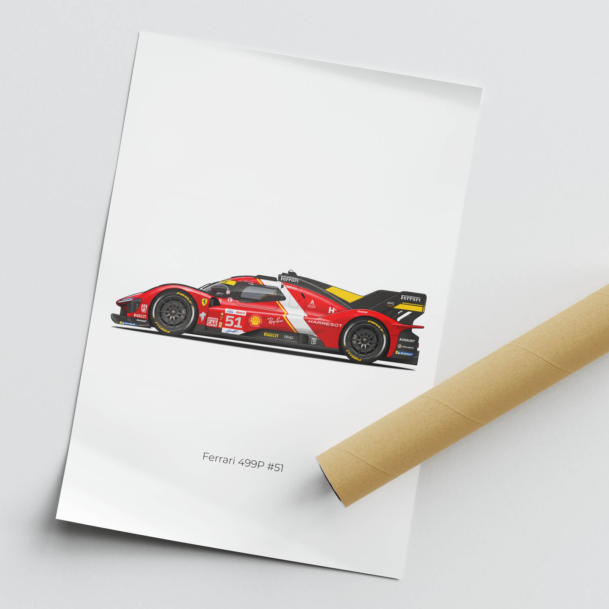 2023 Ferrari 499P 51 Alessandro Pier Guidi – Car Print