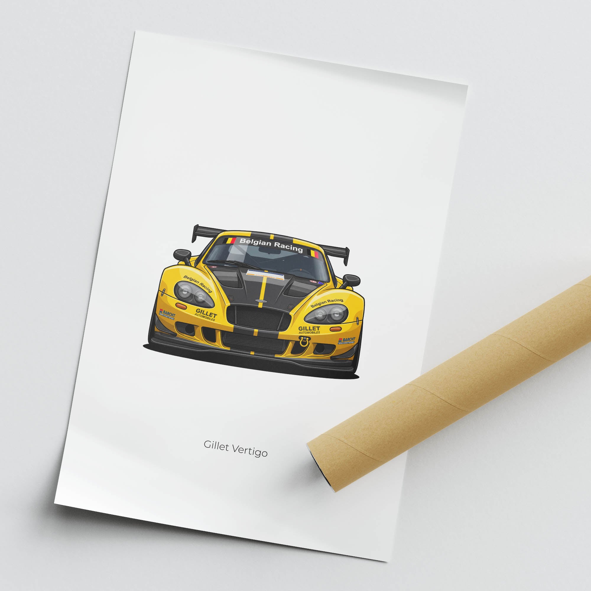 Gillet Vertigo Poster - 2000 Belgian Racing Car Yellow & Black Livery Print