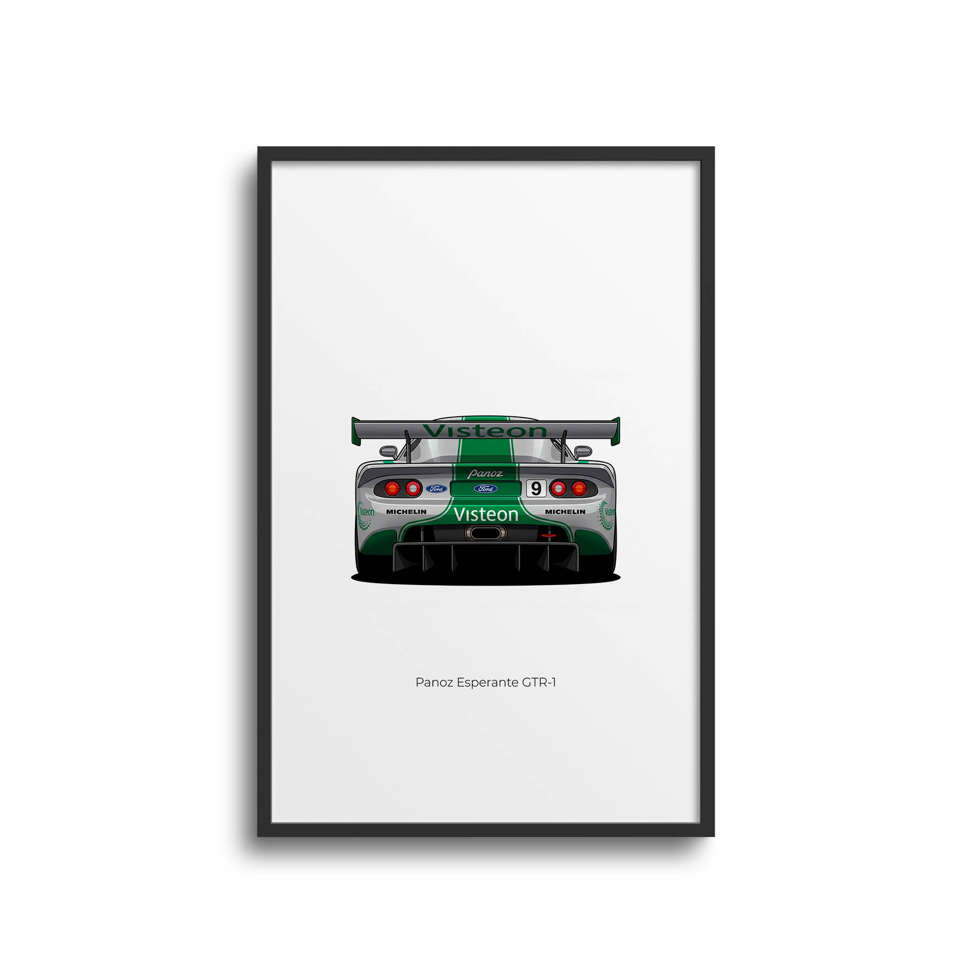 Panoz Esperante Poster - 1998 Visteon Silver Green Race Car Print Limited Edition