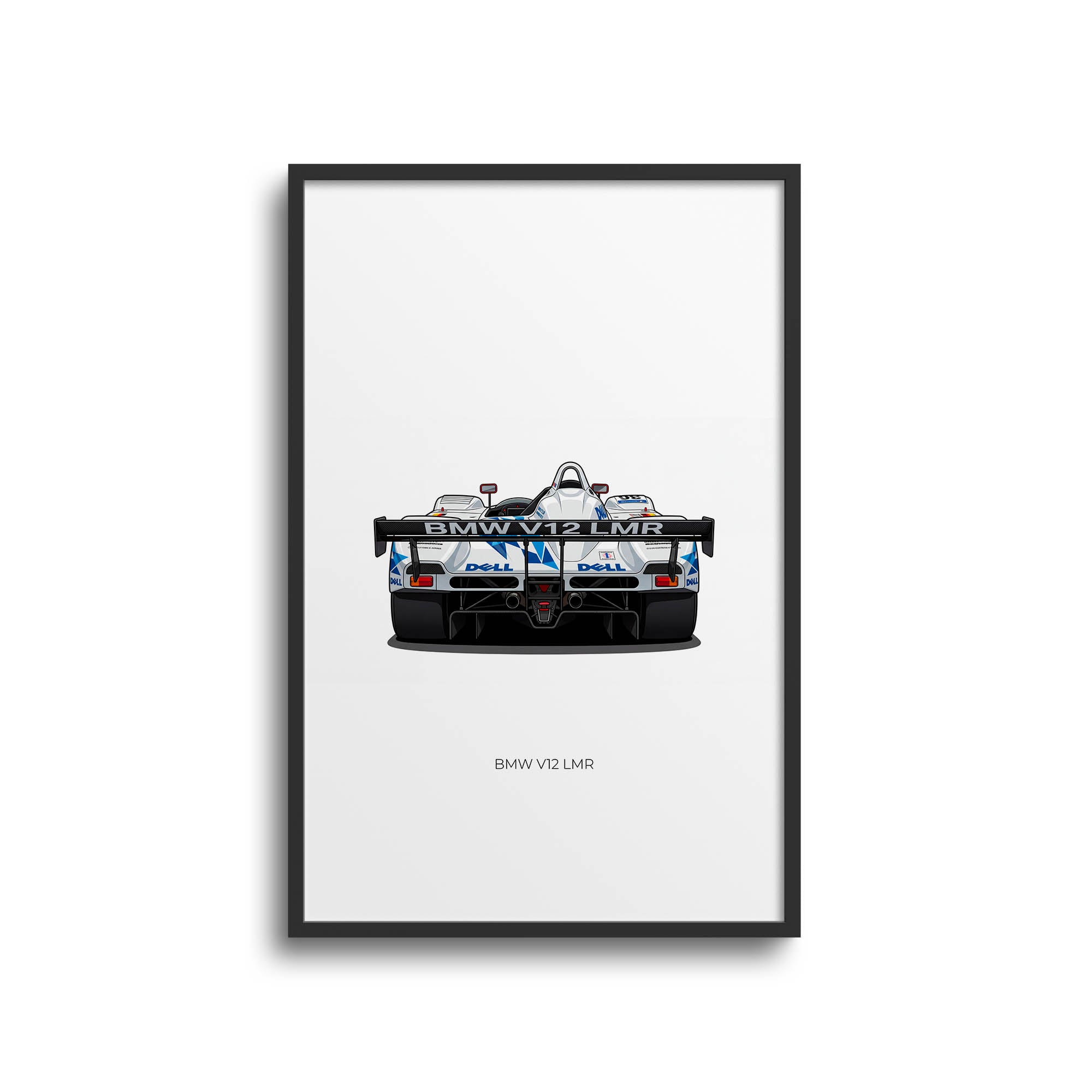 BMW V12 LMR Poster - 1999 White Blue Livery Geometric Art Motorsport Print