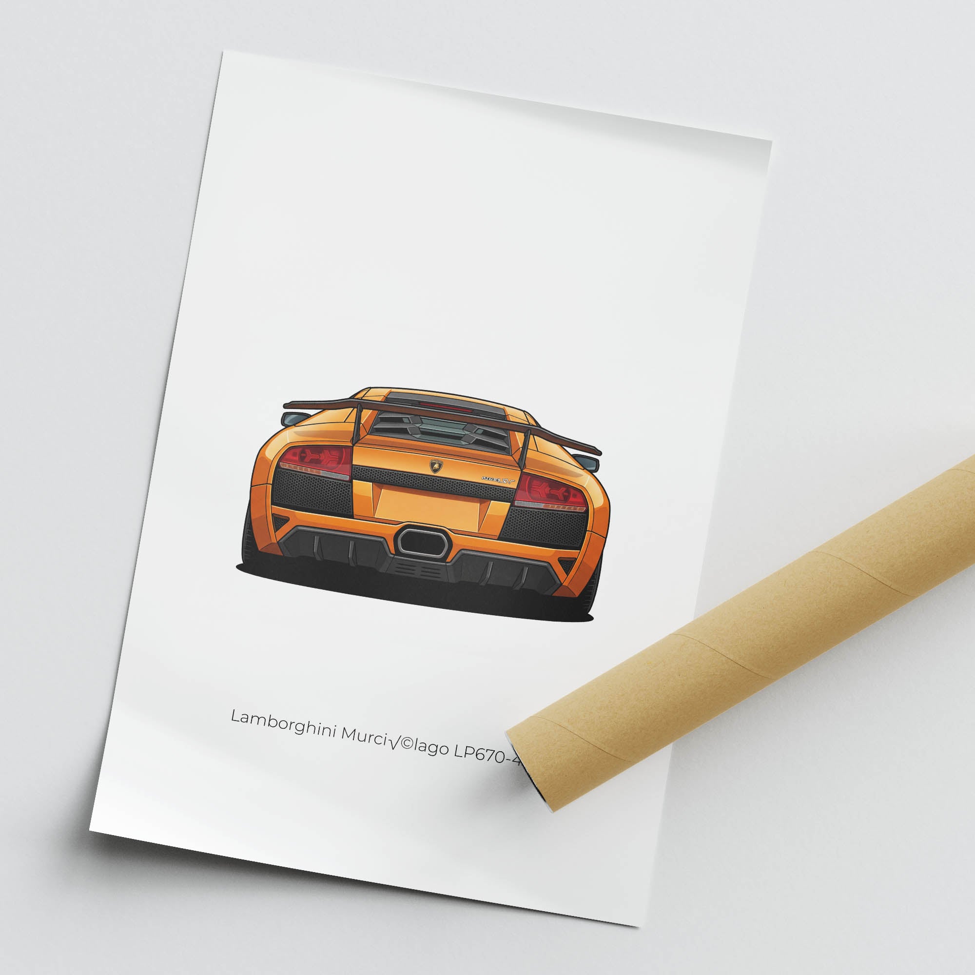 Lamborghini Murciélago Poster – 2010 LP670-4 SV Orange Sports Car Wall Art