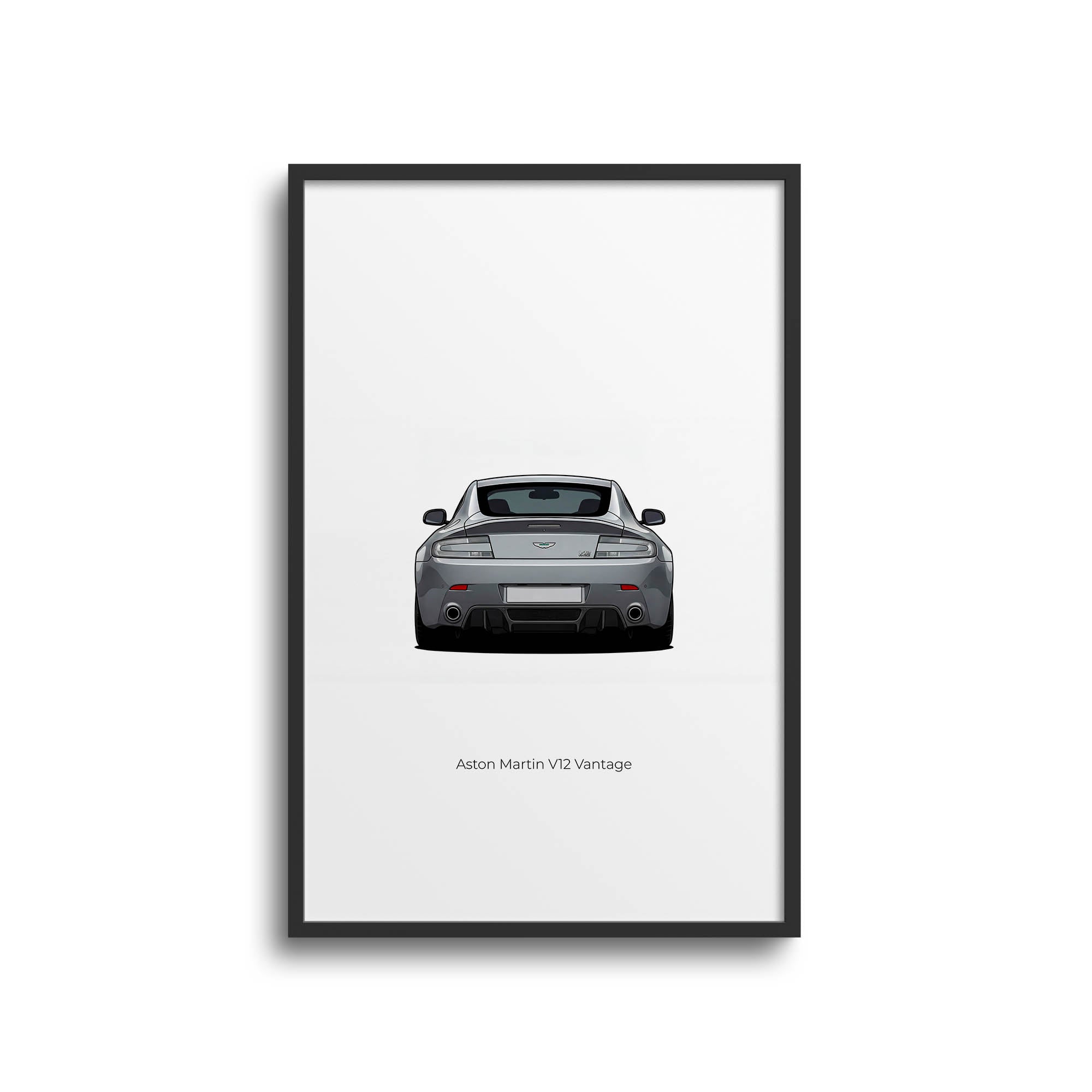 Aston Martin V12 Vantage Silver Car Poster – 2009 Luxury Sports Print
