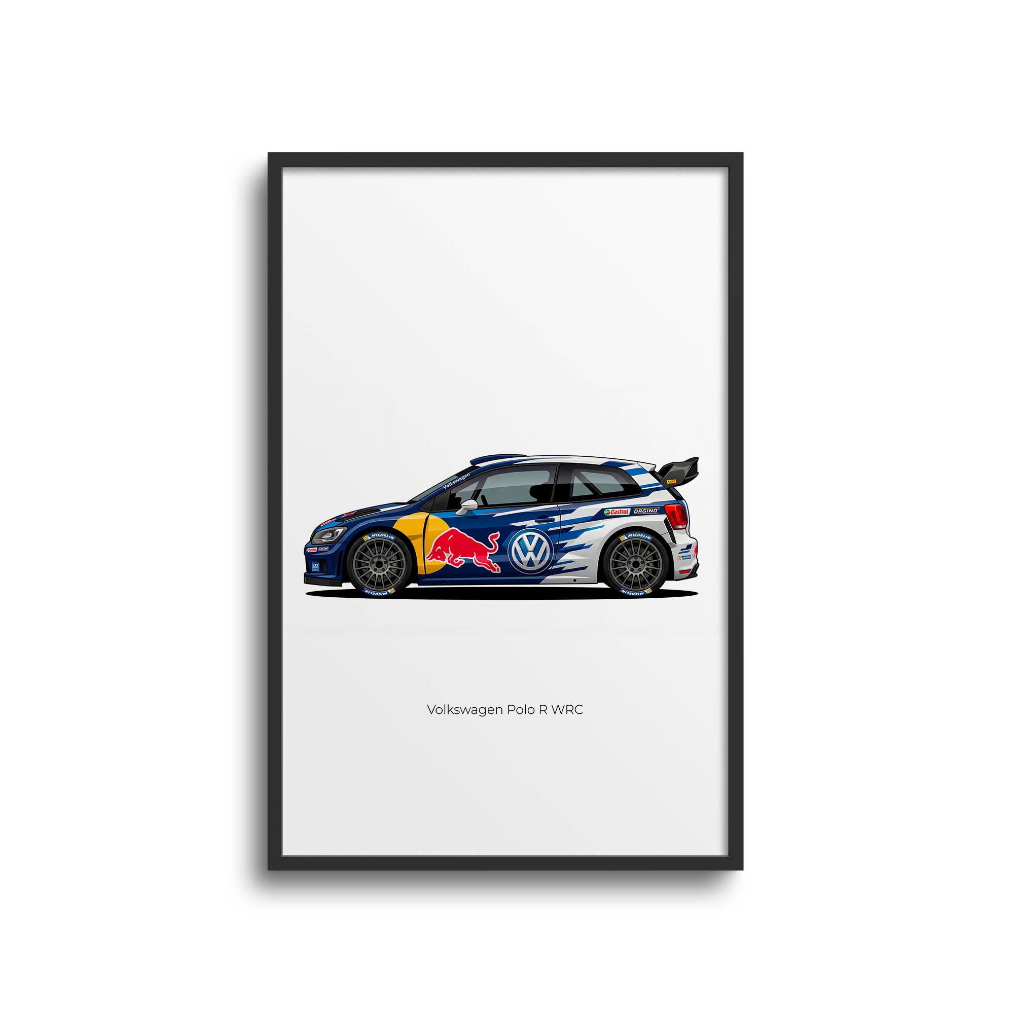 Volkswagen Polo Poster - 2013 Polo R Rally Car Side View Print | Red Bull Livery