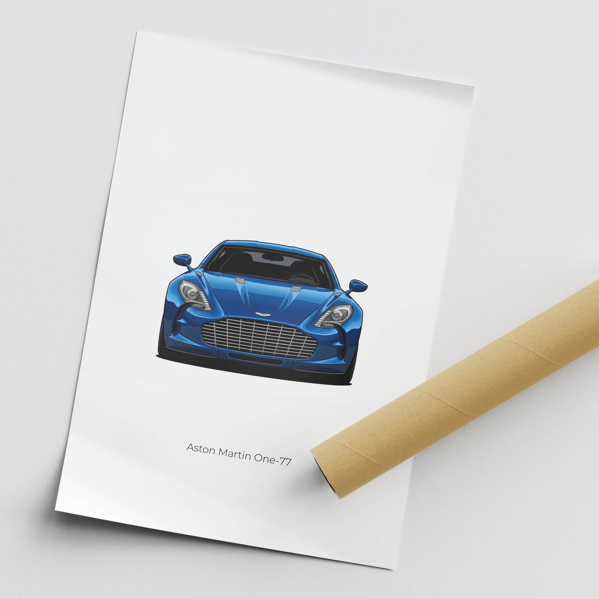 Aston Martin One 77 Poster – Blue Sports Car Print | Limited Edition Wall Art