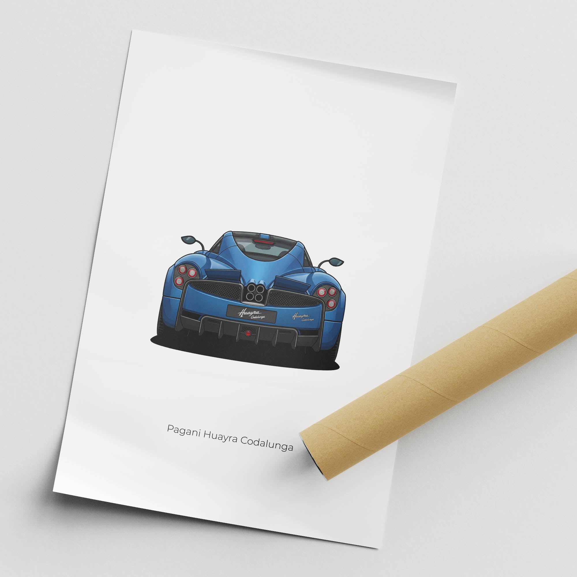 Pagani Huayra Codalunga Semi Matte Blue Car Poster - Limited Edition Print (Copy)