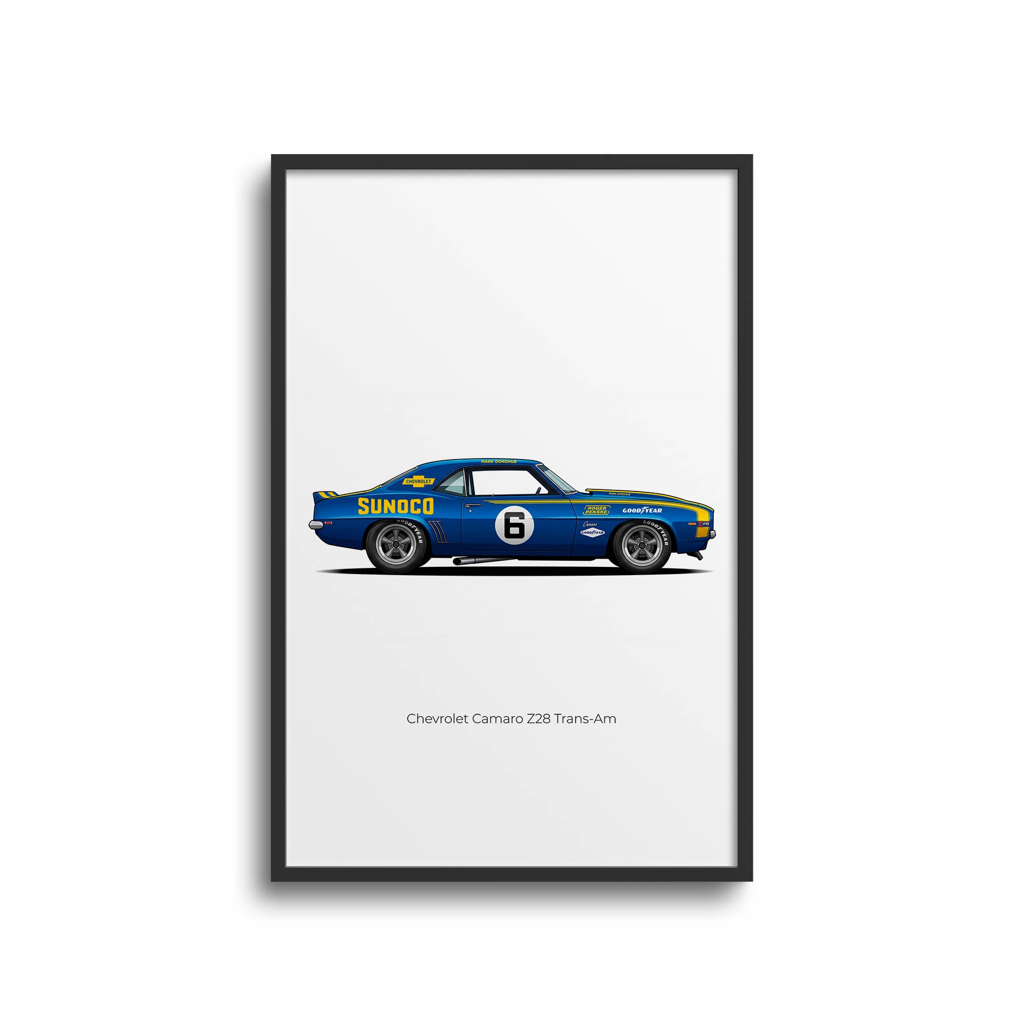 1969 Chevrolet Camaro Vintage Racing Art - Z28 Trans Am Sunoco Blue Livery Poster