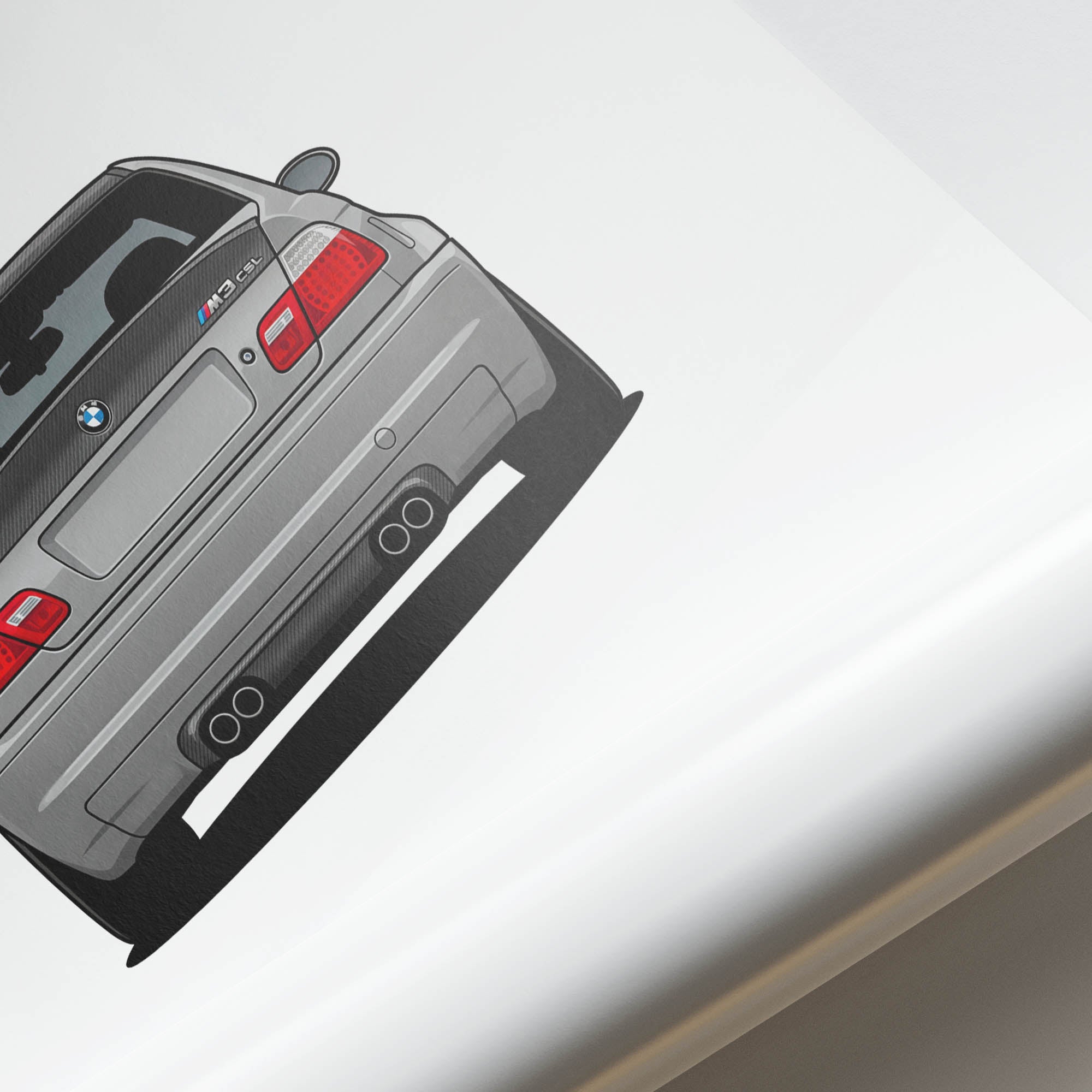 BMW M3 CSL Poster - 2003 Silver Grey Car Wall Art With Metallic Finish