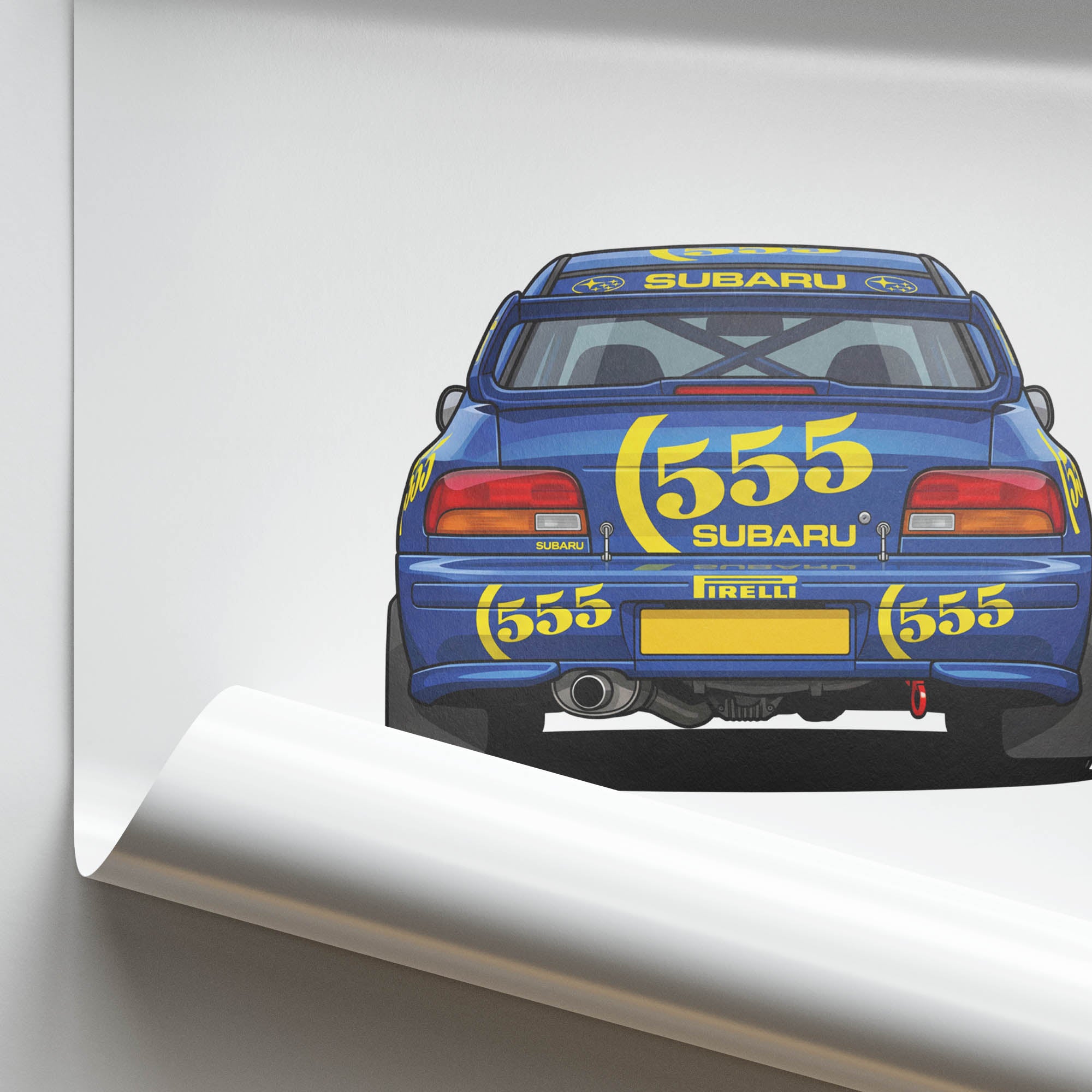 Subaru Impreza Poster – 1995 Rally Car Print With Blue Yellow Livery Artwork