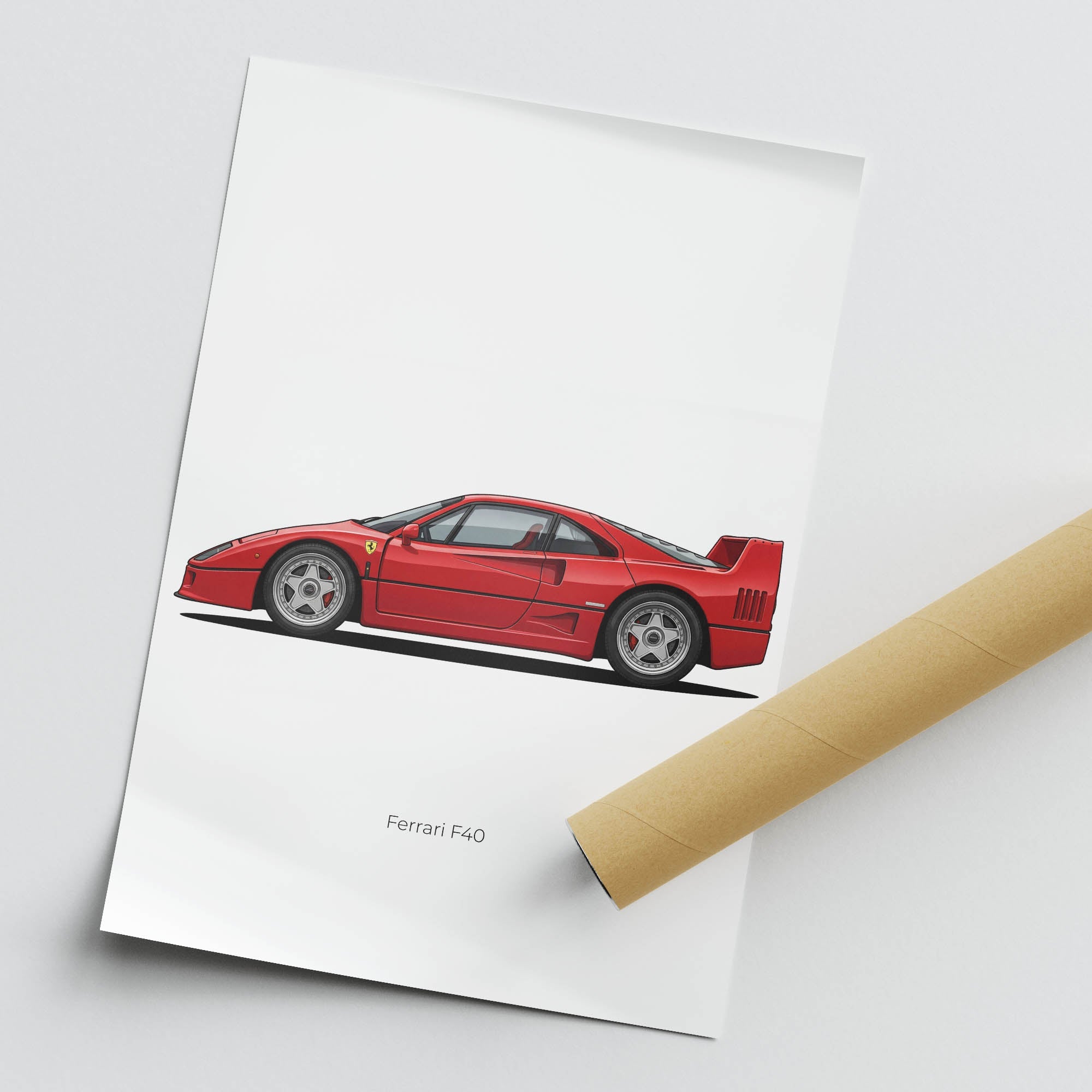 Ferrari F40 Poster - 1987 Rosso Corsa Red Sports Car Art Print