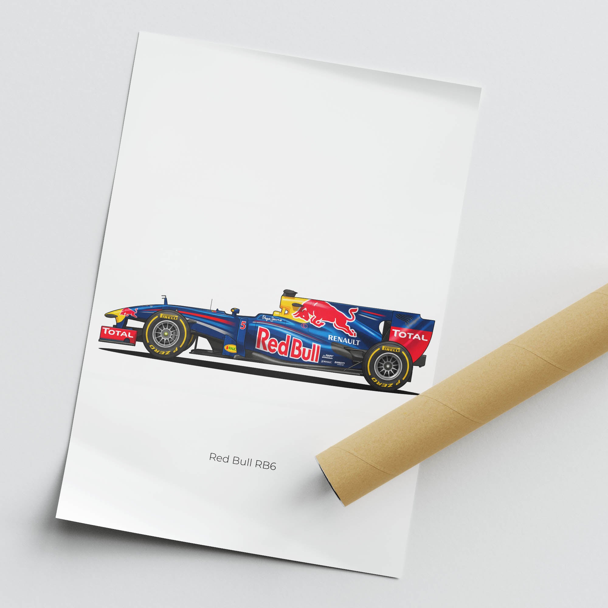 2010 Red Bull RB6 Sebastian Vettel Blue – Car Print (Side)
