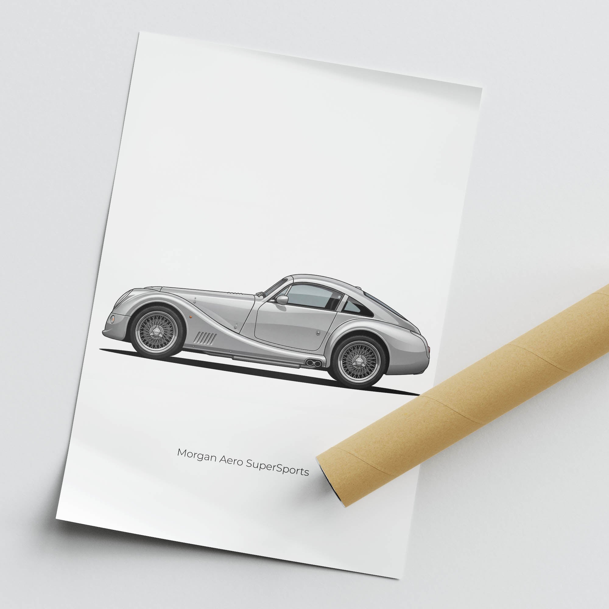 Morgan Aero Supersports Poster – 2010 Silver Side View Classic Car Print