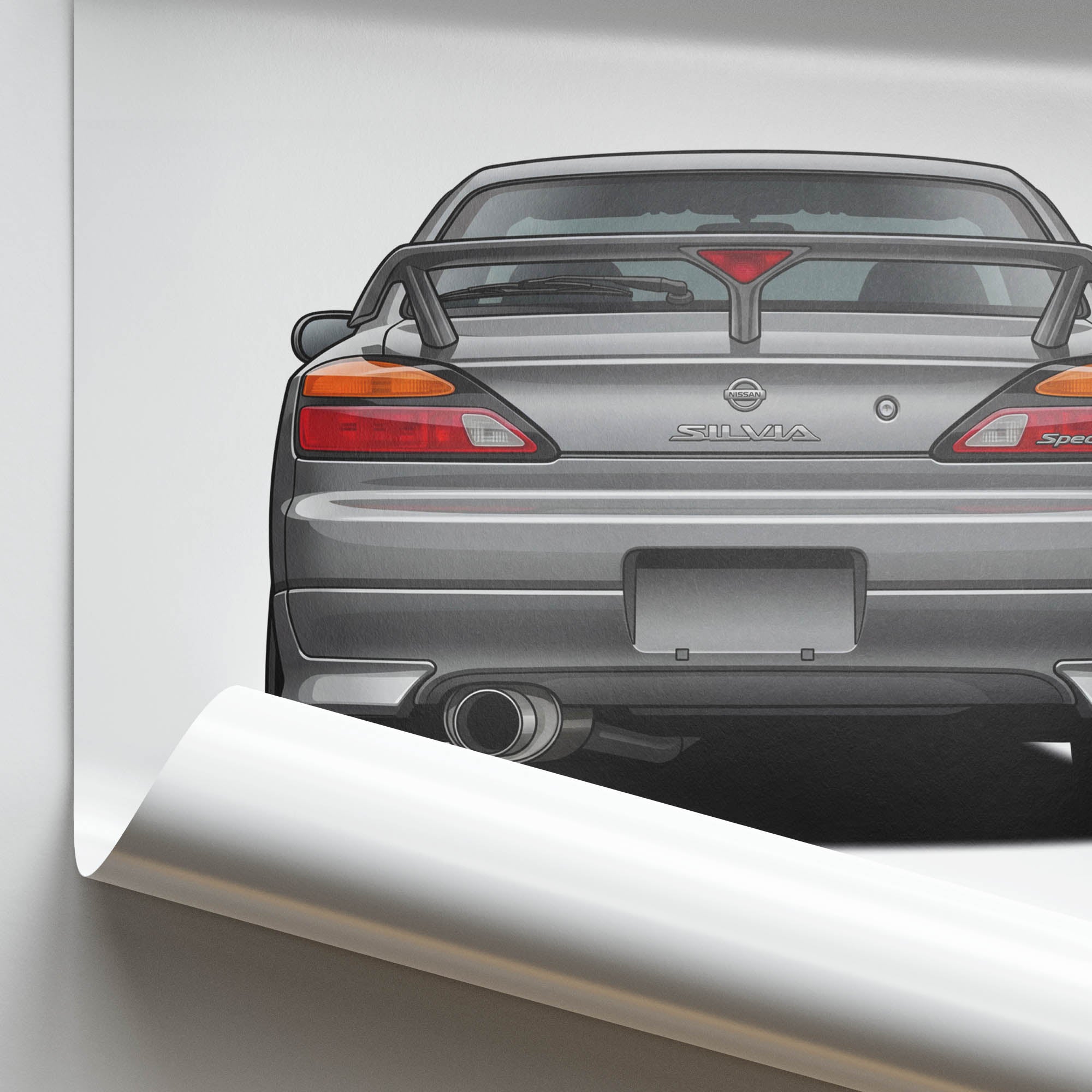 1999 Nissan Silvia Spec R S15 Pewter – Car Print (Back)